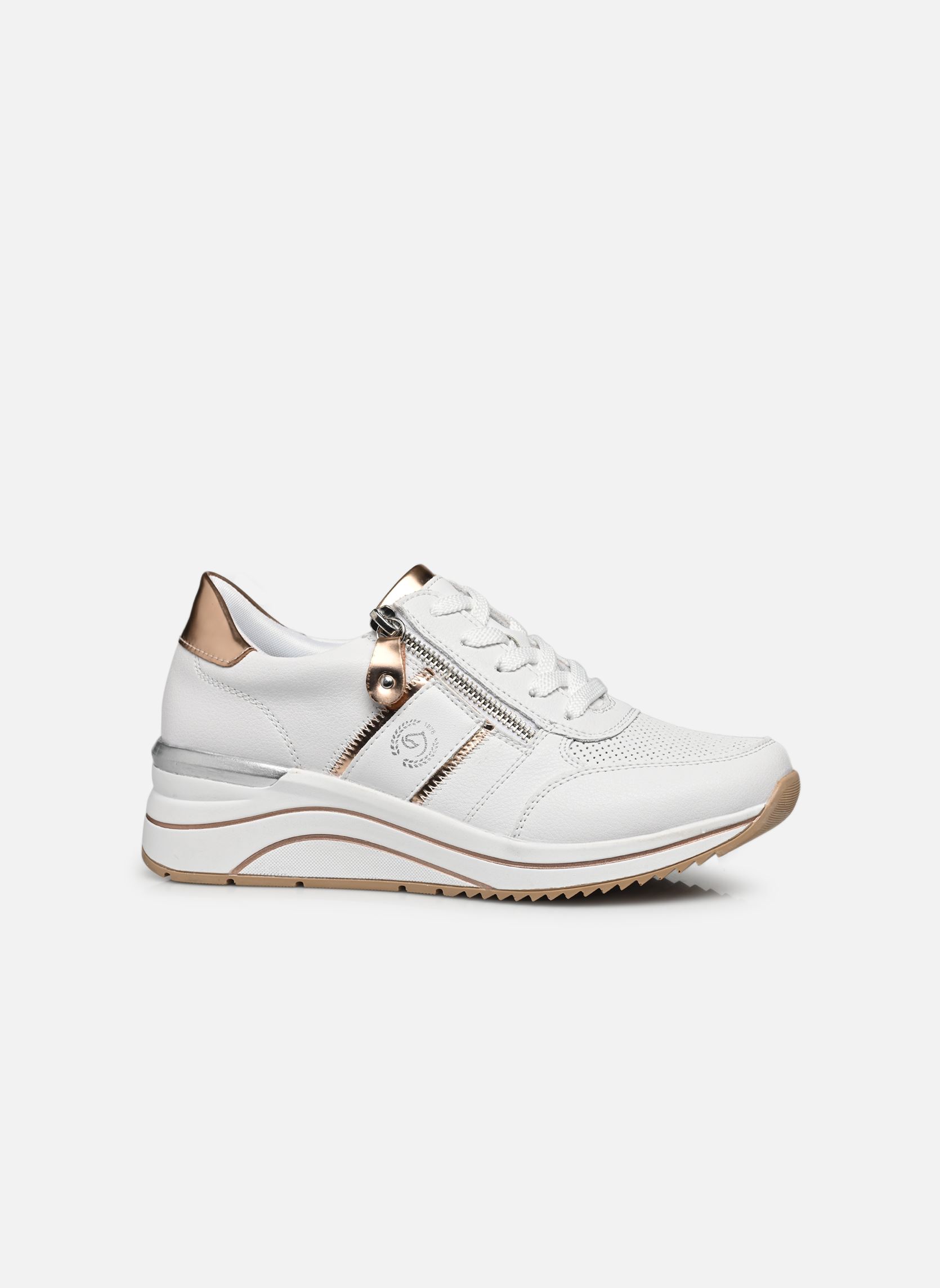 Baskets compensées D0T03 femme blanc Remonte Baskets compensées D0T03 femme blanc WEISS/WEISS/KUPFER