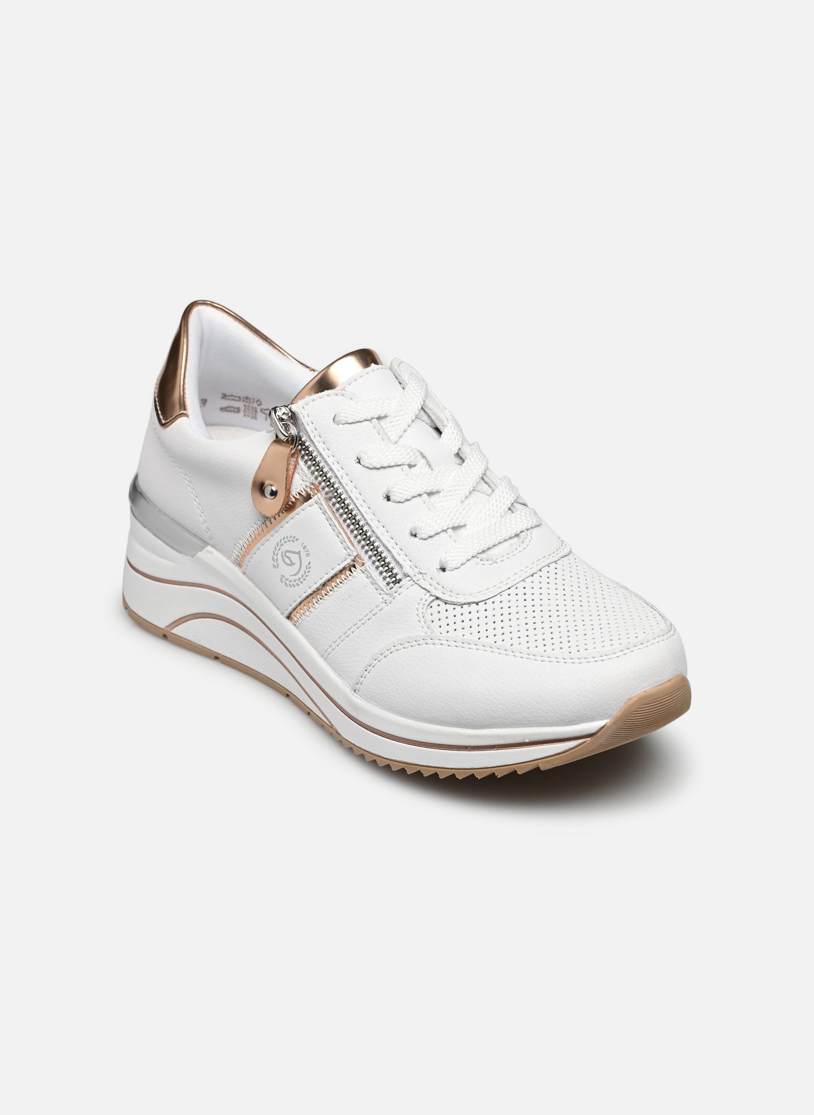 Baskets compensées D0T03 femme blanc Remonte Baskets compensées D0T03 femme blanc WEISS/WEISS/KUPFER