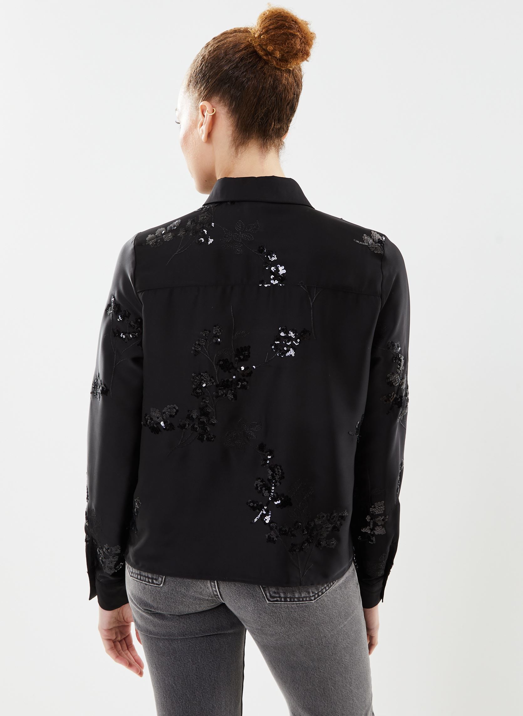 Lange mouw overhemden Viravenna L/S Sequin Shirt/Dc dames zwart Vila Lange mouw overhemden Viravenna L/S Sequin Shirt/Dc dames zwart Black