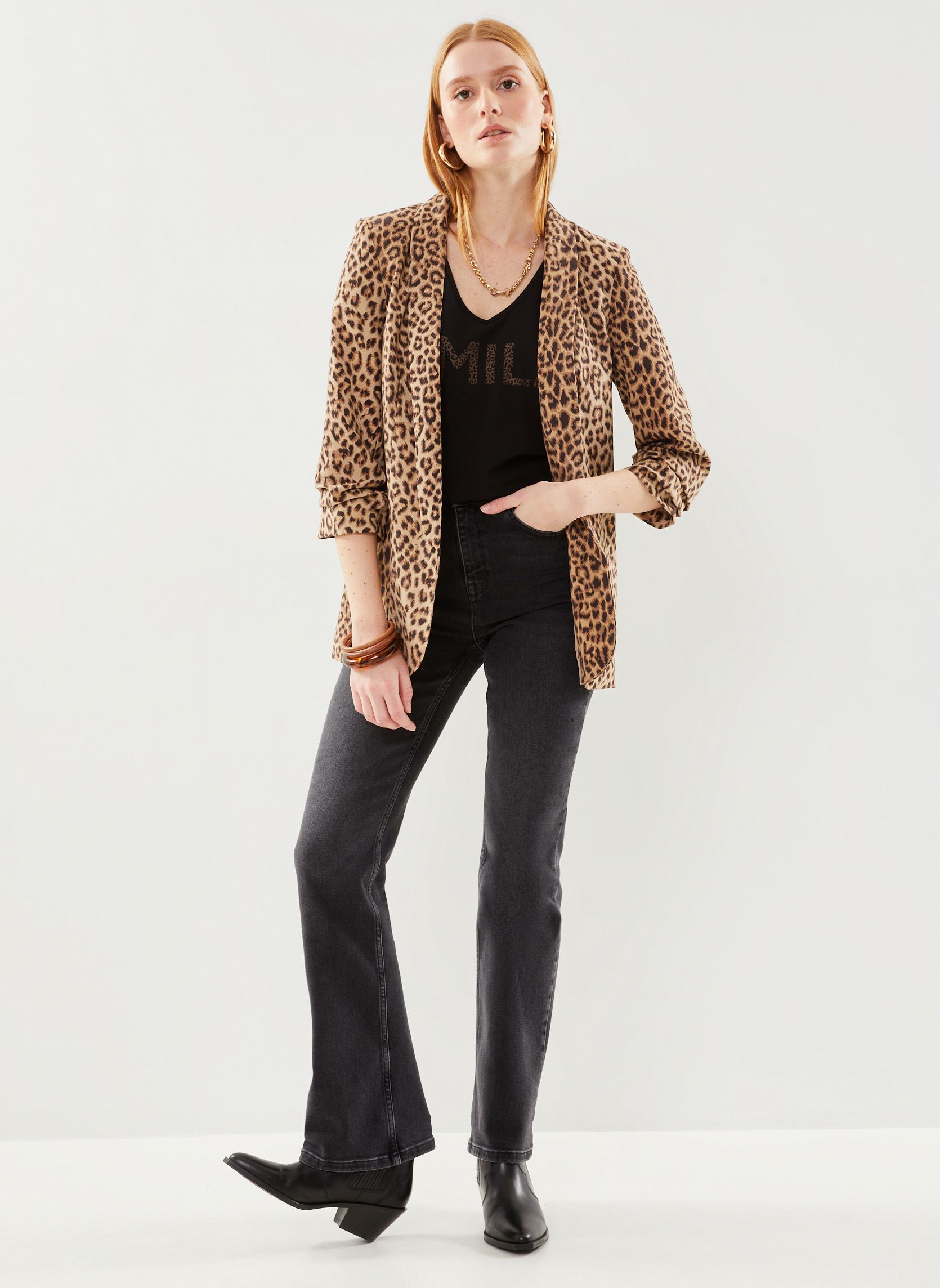 Blazer PCBOSS 3/4 PRINTED BLAZER NOOS dames beige Pieces Blazer PCBOSS 3/4 PRINTED BLAZER NOOS dames beige Natural