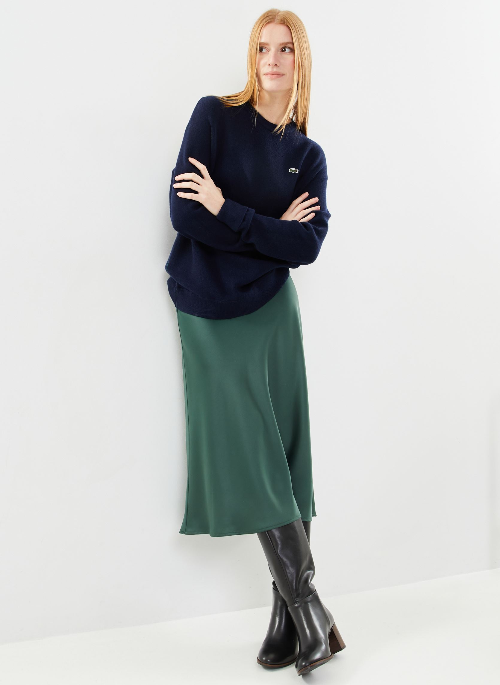 Pulls Pull femme Lacoste col rond en laine femme bleu Lacoste Pulls Pull femme Lacoste col rond en laine femme bleu MARINE