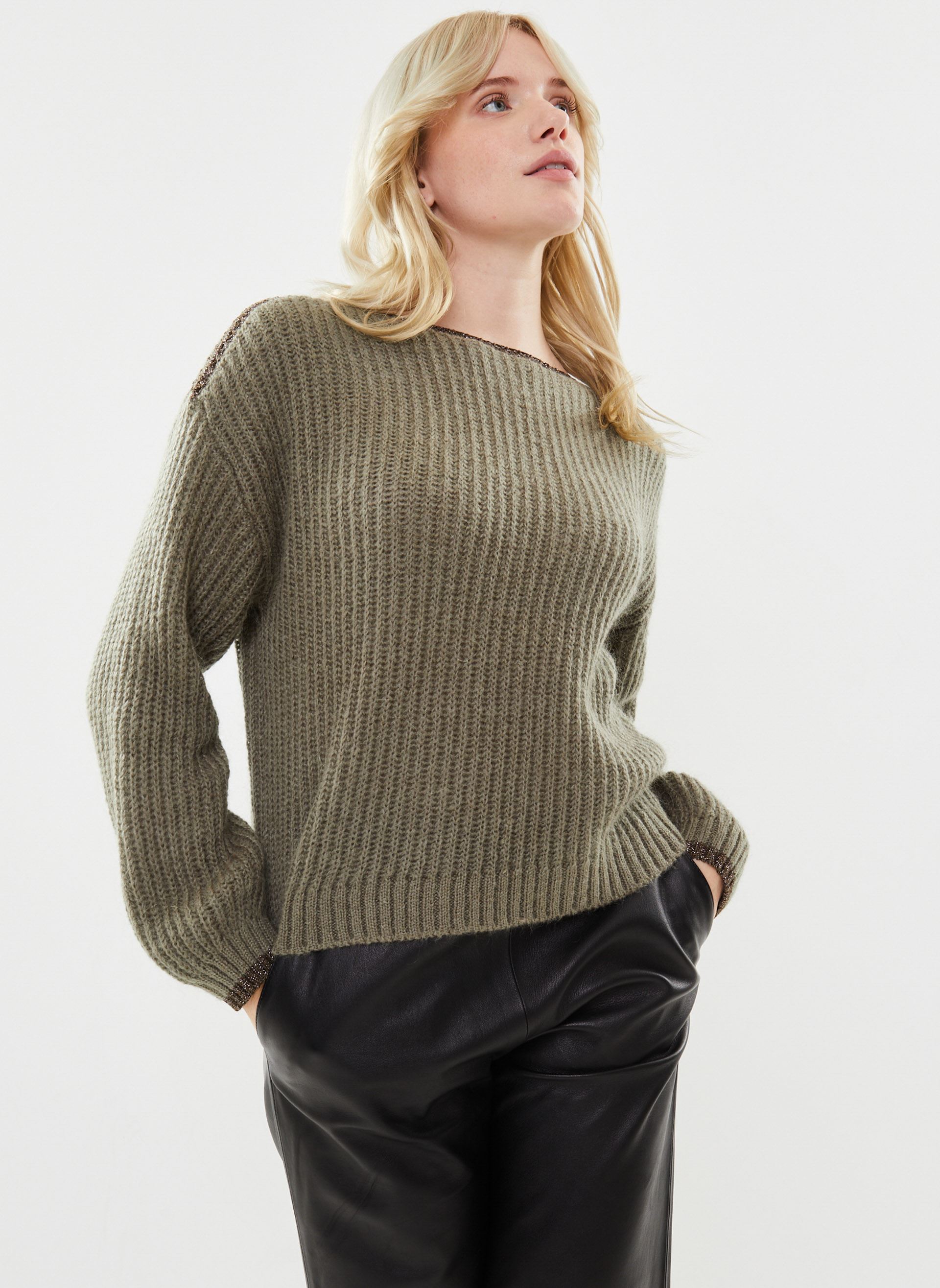 Pulls BX18105 femme vert IKKS Women Pulls BX18105 femme vert ARMY
