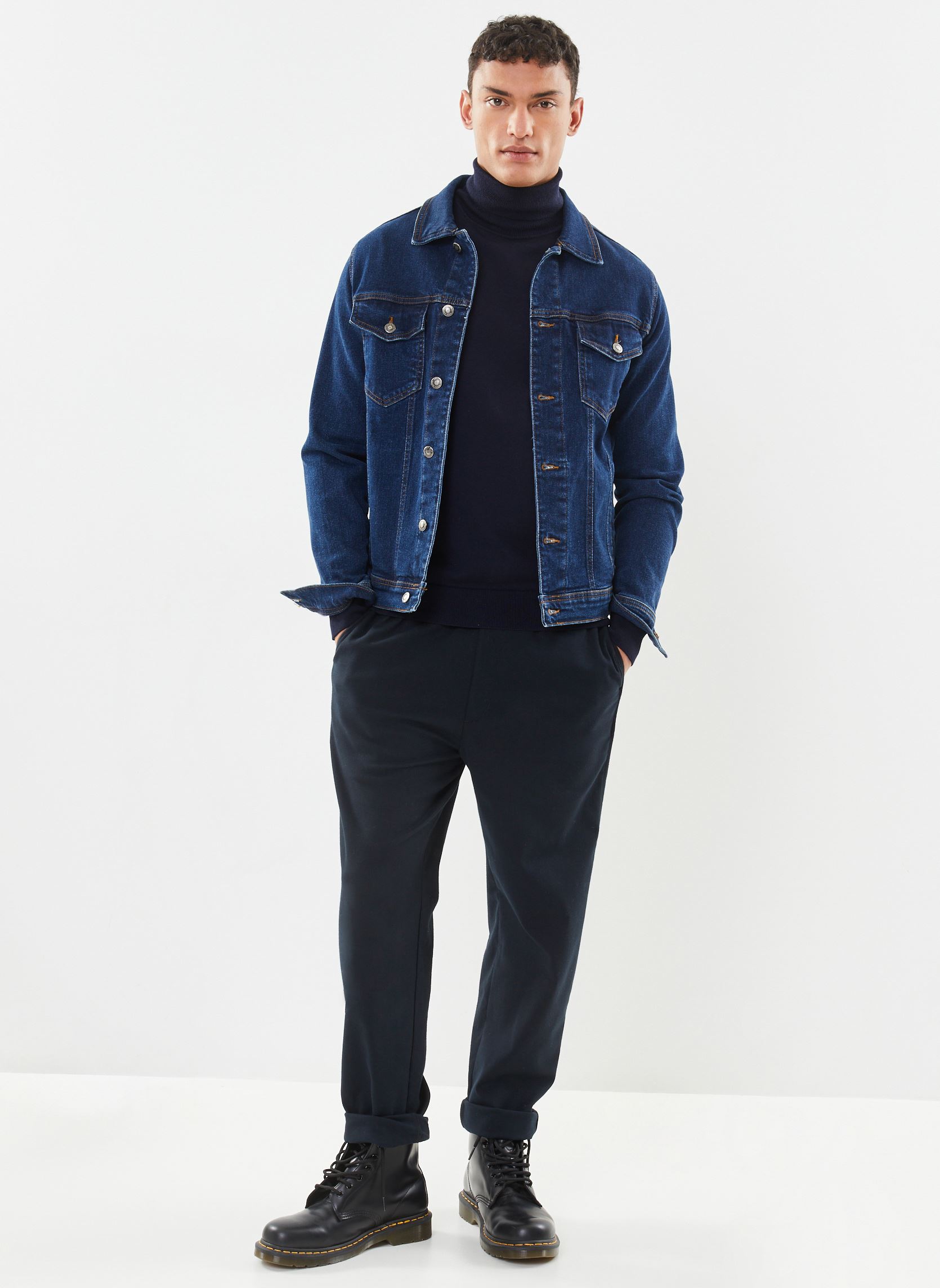 Pulls Pull à col roulé en laine homme bleu Lacoste Pulls Pull à col roulé en laine homme bleu MARINE