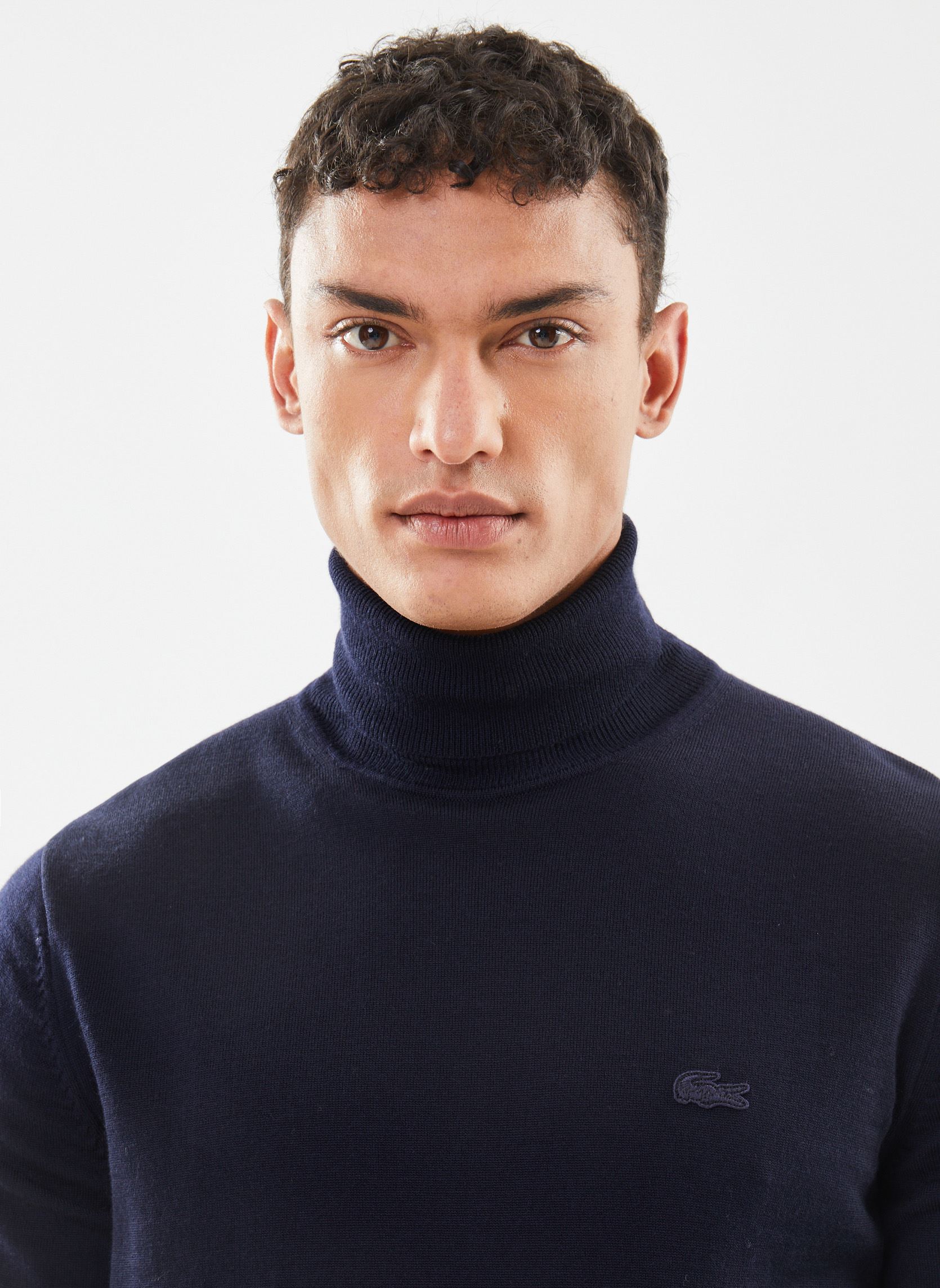 Pulls Pull à col roulé en laine homme bleu Lacoste Pulls Pull à col roulé en laine homme bleu MARINE