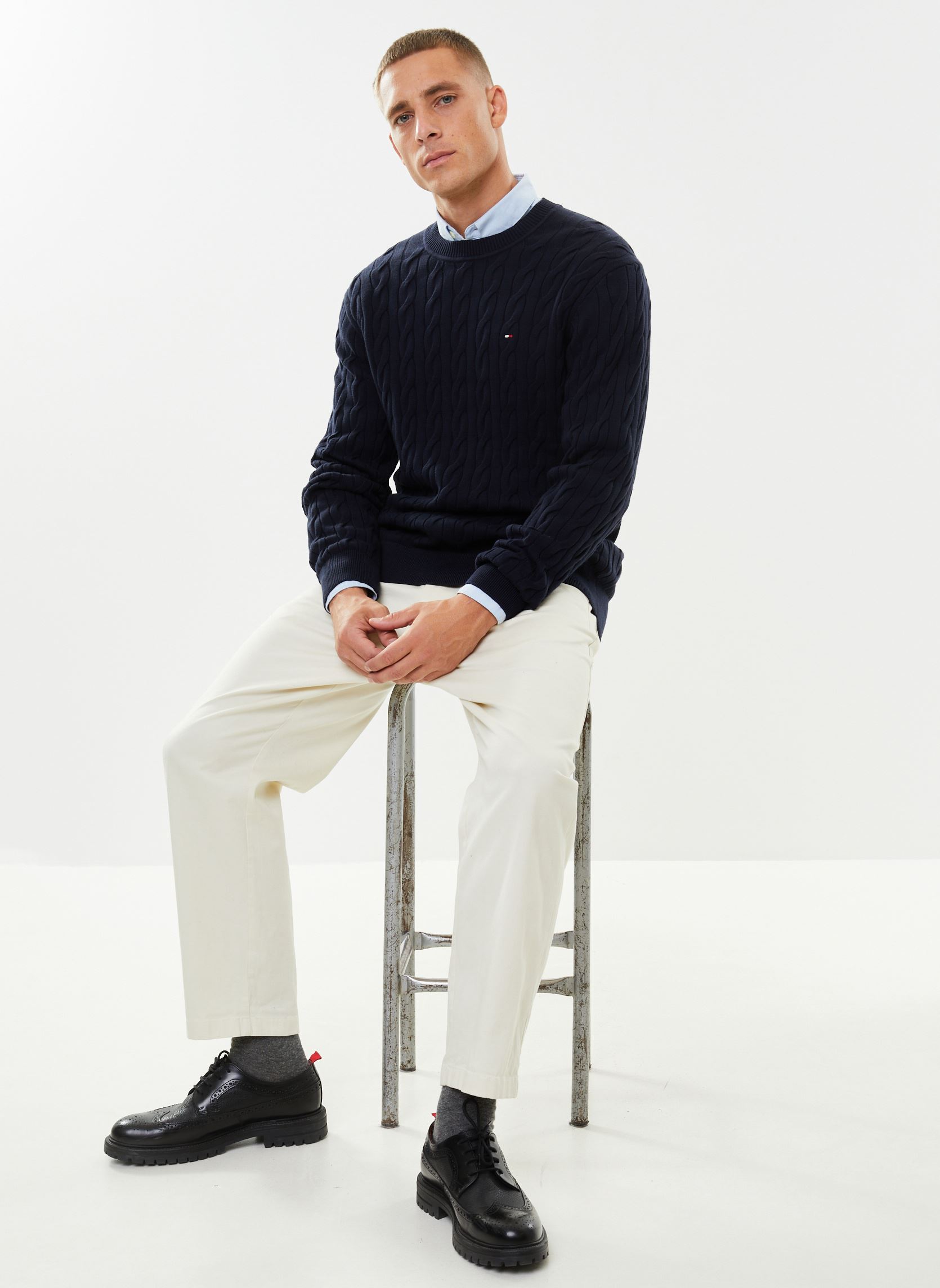 Pulls Classic Cable Crew Neck homme bleu Tommy Hilfiger Pulls Classic Cable Crew Neck homme bleu NAVY BLUE