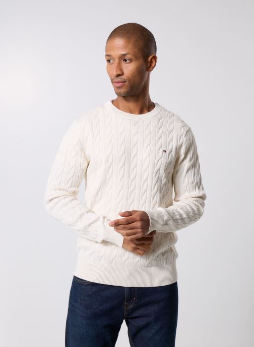 Tommy Hilfiger Pulls Classic Cable Crew Neck homme blanc