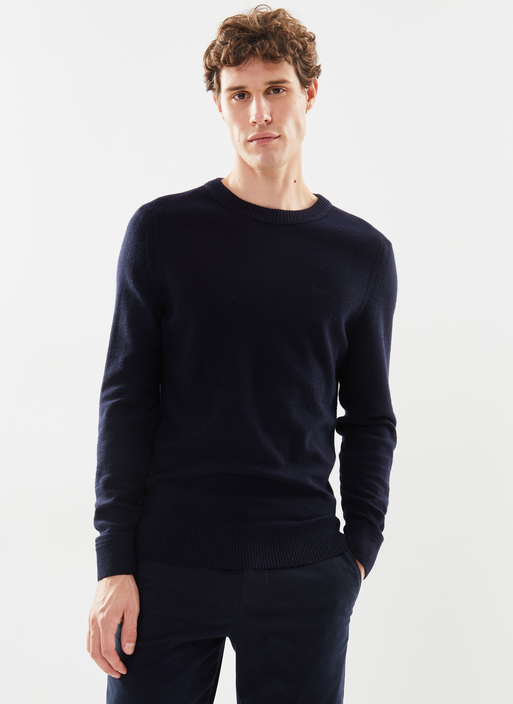 Pull BOSS Pull ras du cou en coton avec logo US