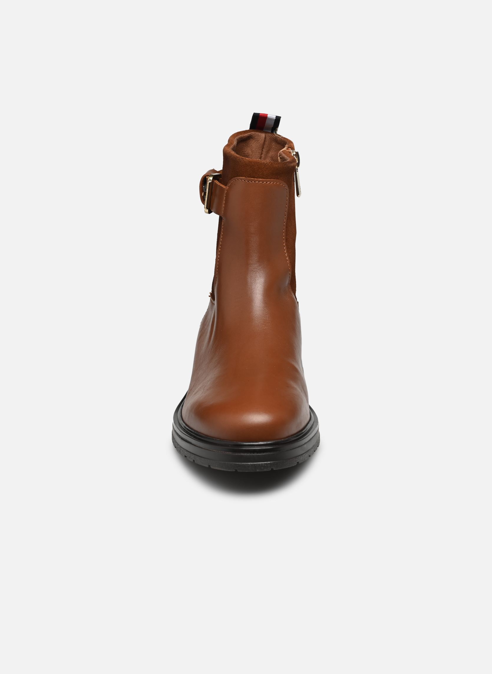 Bottines à lacets BELT BOOTIE MATERIAL MIX femme marron Tommy Hilfiger Bottines à lacets BELT BOOTIE MATERIAL MIX femme marron NATURAL COGNAC