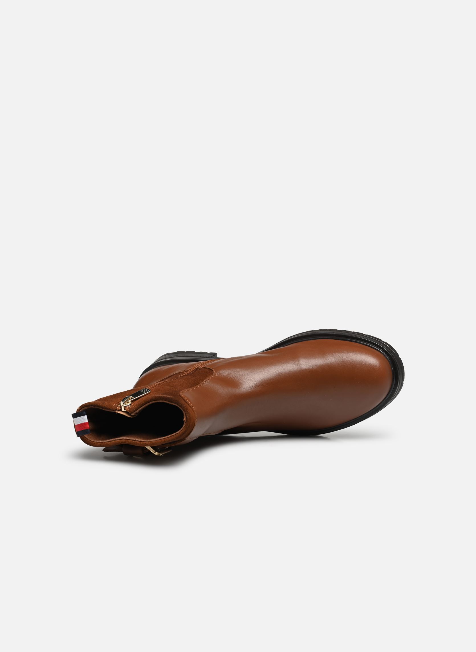 Bottines à lacets BELT BOOTIE MATERIAL MIX femme marron Tommy Hilfiger Bottines à lacets BELT BOOTIE MATERIAL MIX femme marron NATURAL COGNAC