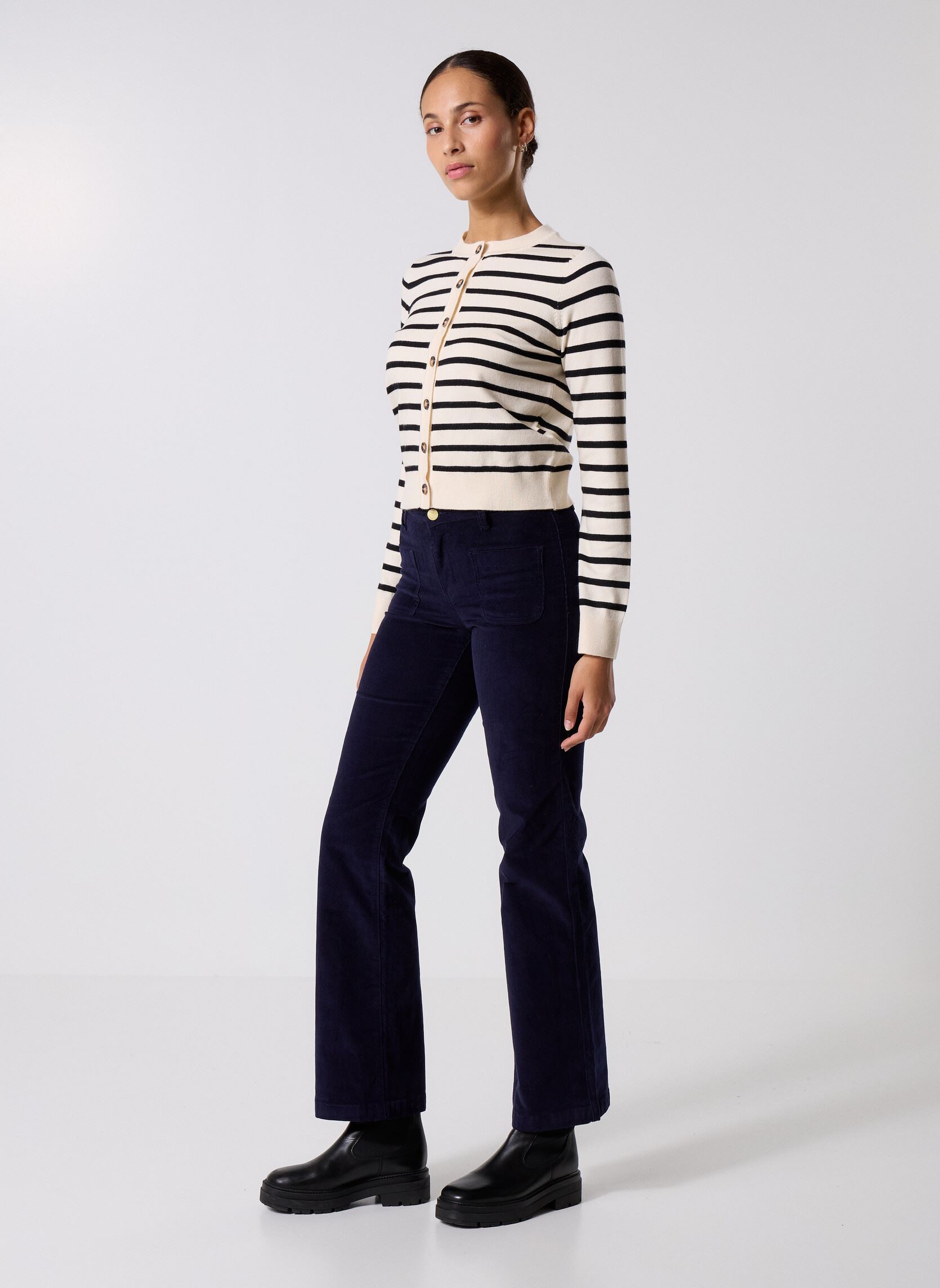 Pantaloni dritti Sonny Velours donna blu La Petite Etoile Pantaloni dritti Sonny Velours donna blu Marine