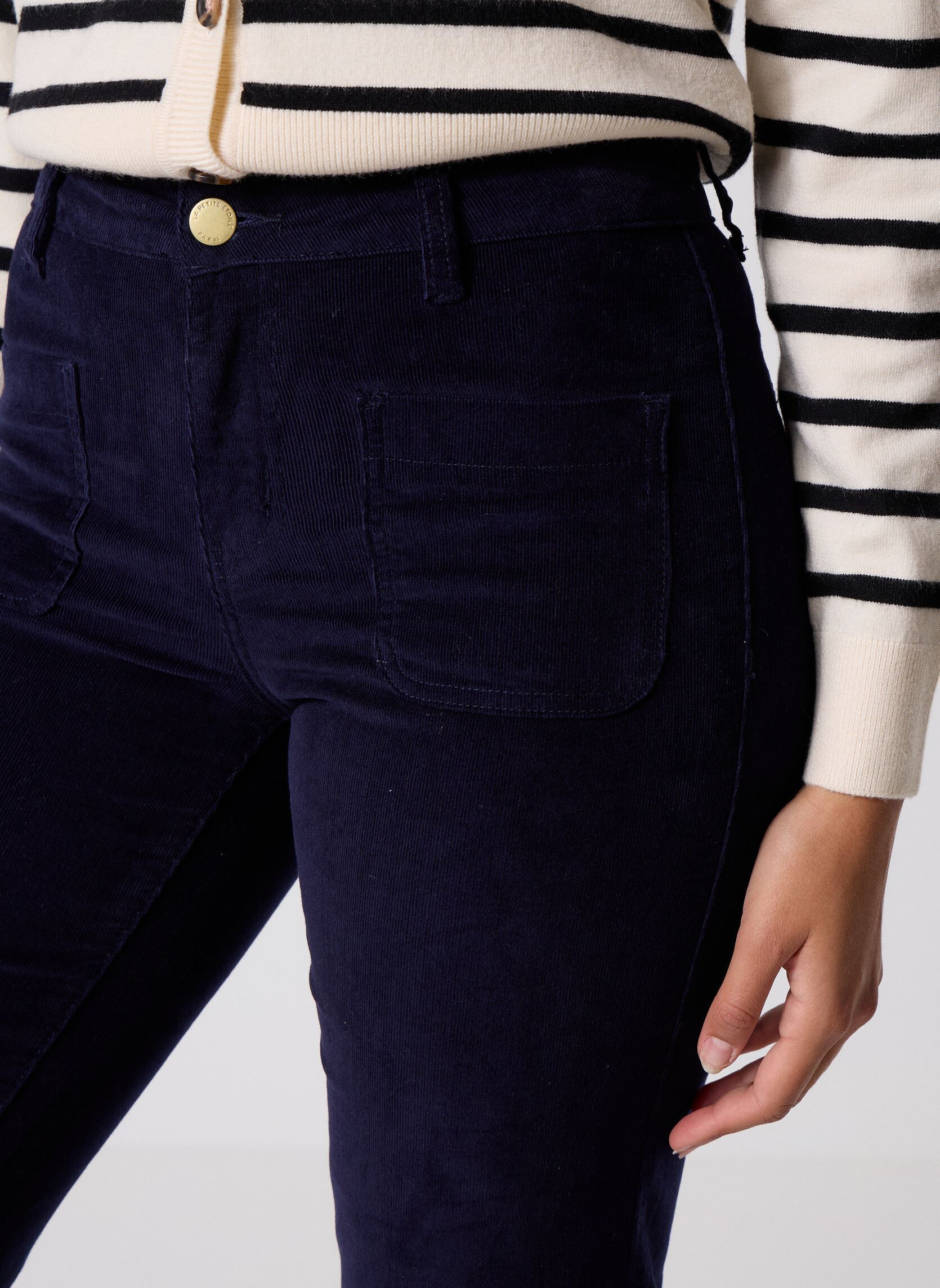 Pantaloni dritti Sonny Velours donna blu La Petite Etoile Pantaloni dritti Sonny Velours donna blu Marine