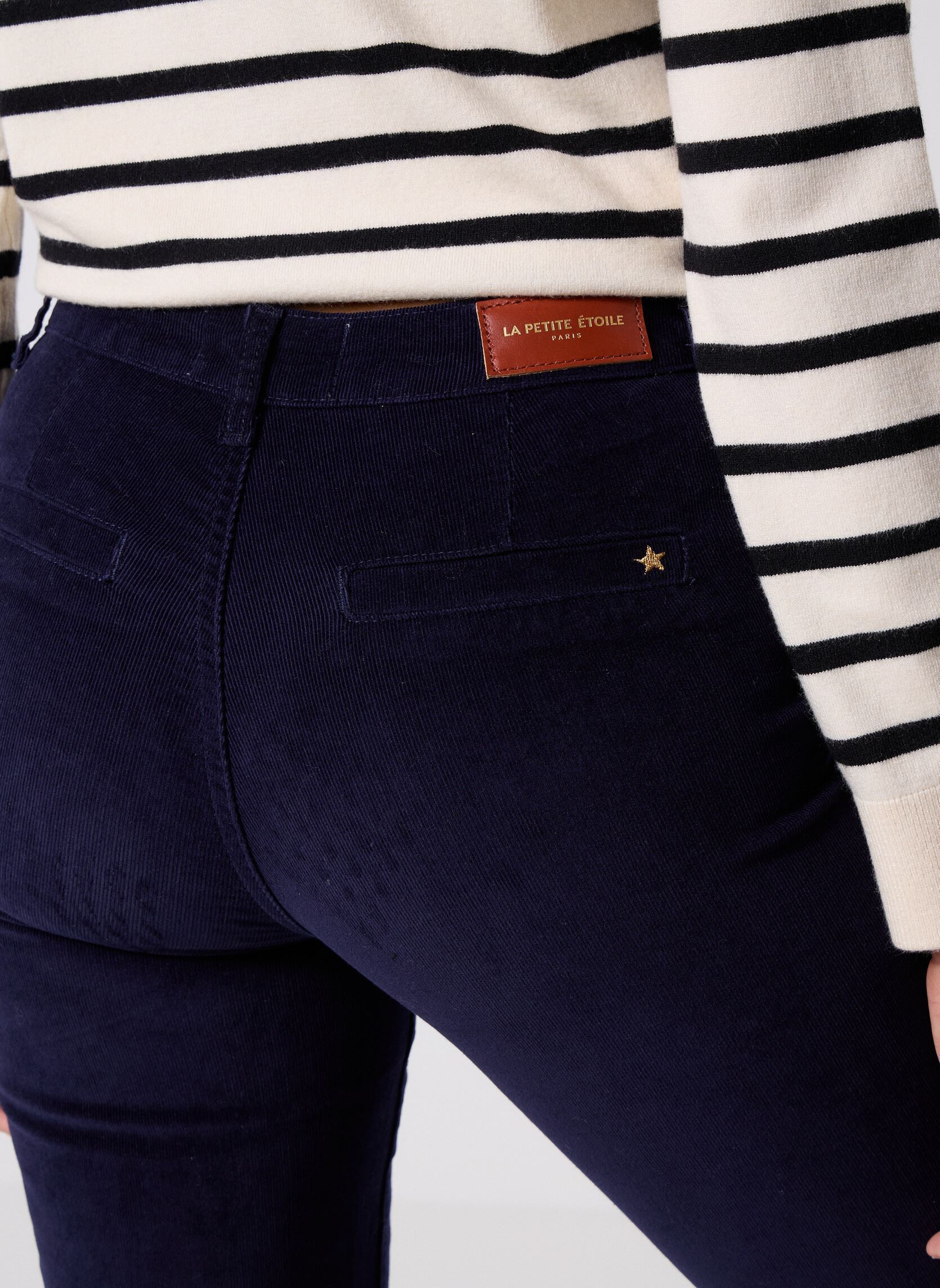 Pantaloni dritti Sonny Velours donna blu La Petite Etoile Pantaloni dritti Sonny Velours donna blu Marine