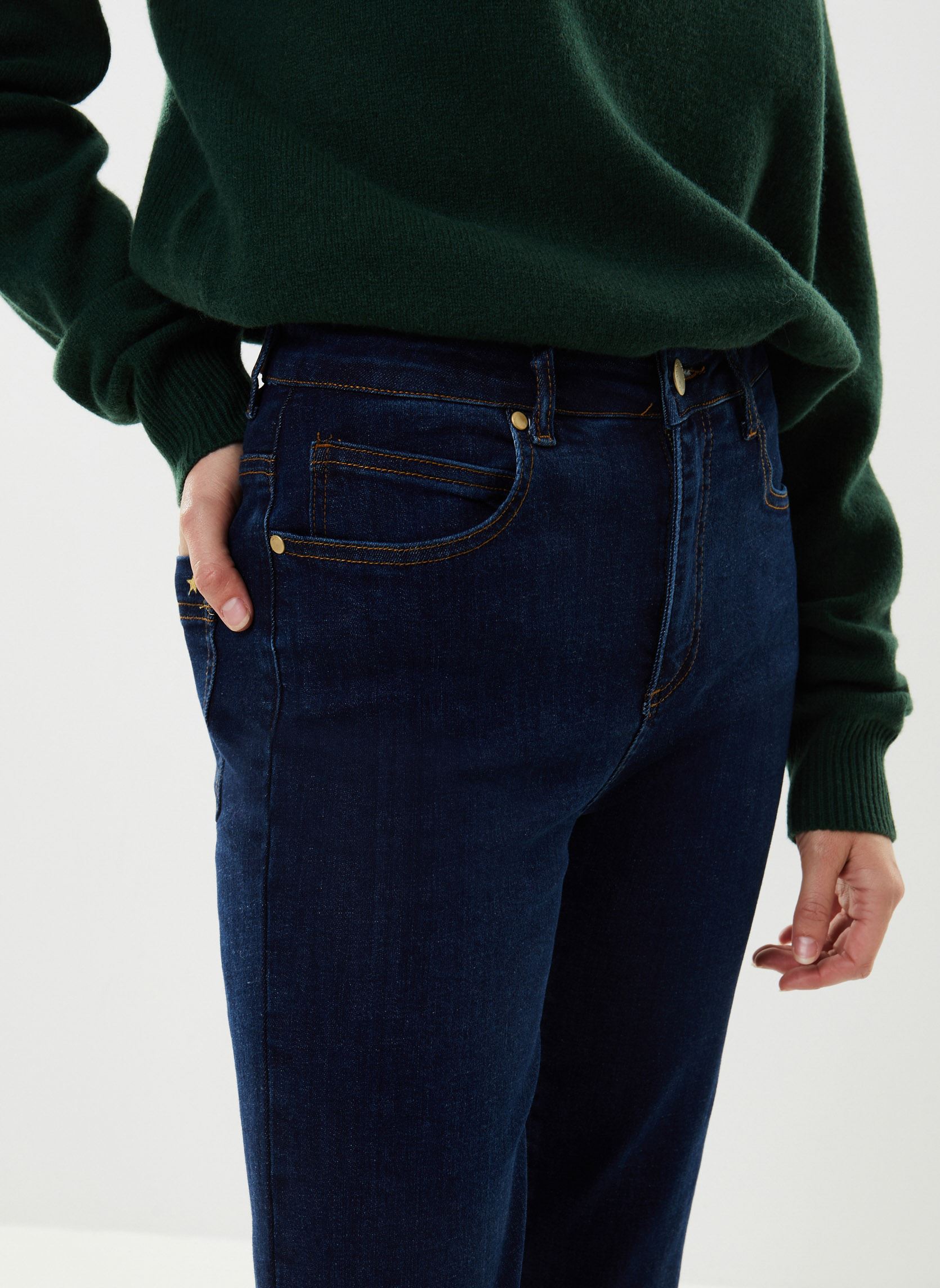 Rechte jeans / Straight Leg Jeans Brieg dames blauw La Petite Etoile Rechte jeans / Straight Leg Jeans Brieg dames blauw Deep Wash
