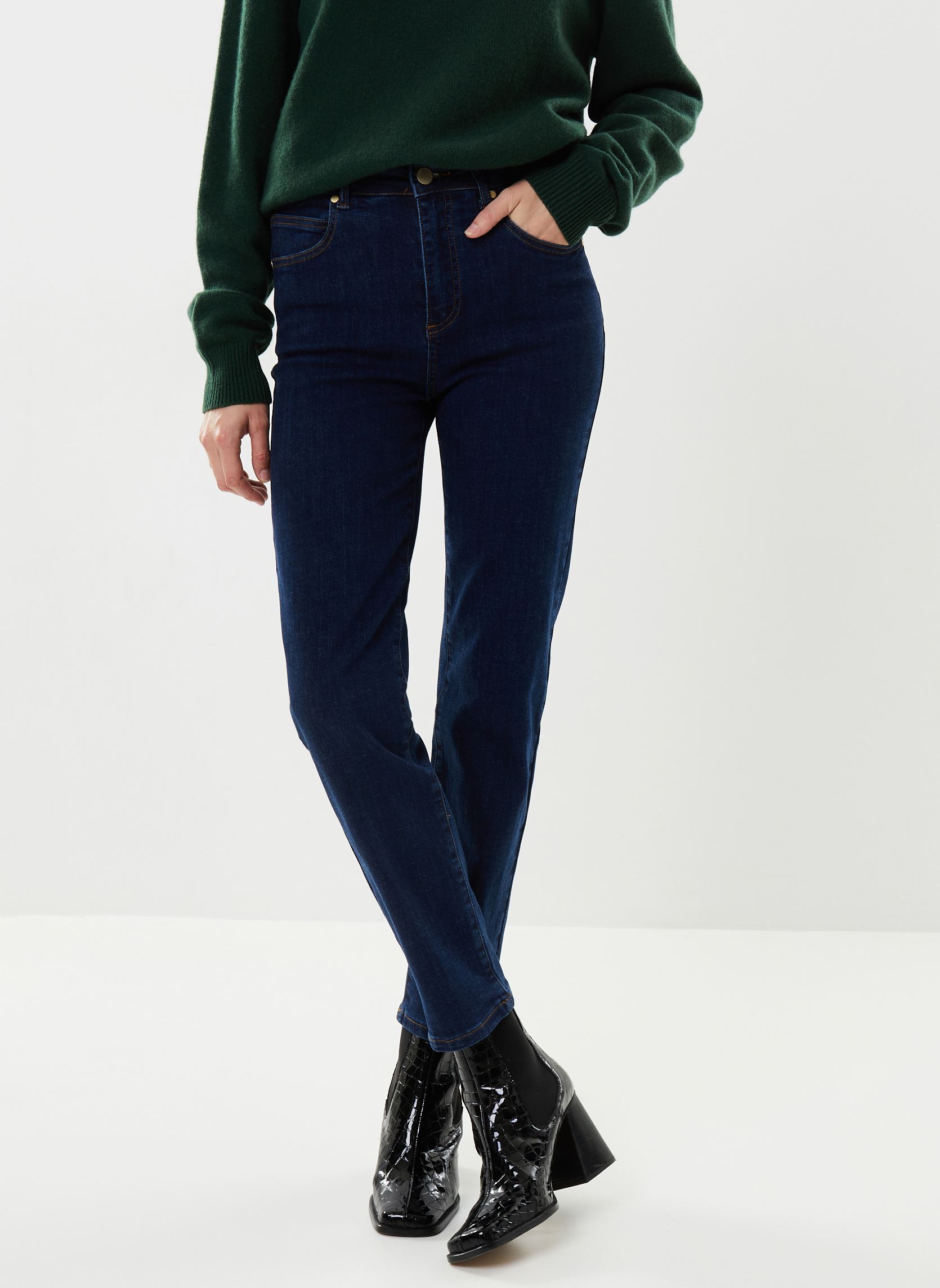 Rechte jeans / Straight Leg Jeans Brieg dames blauw La Petite Etoile Rechte jeans / Straight Leg Jeans Brieg dames blauw Deep Wash