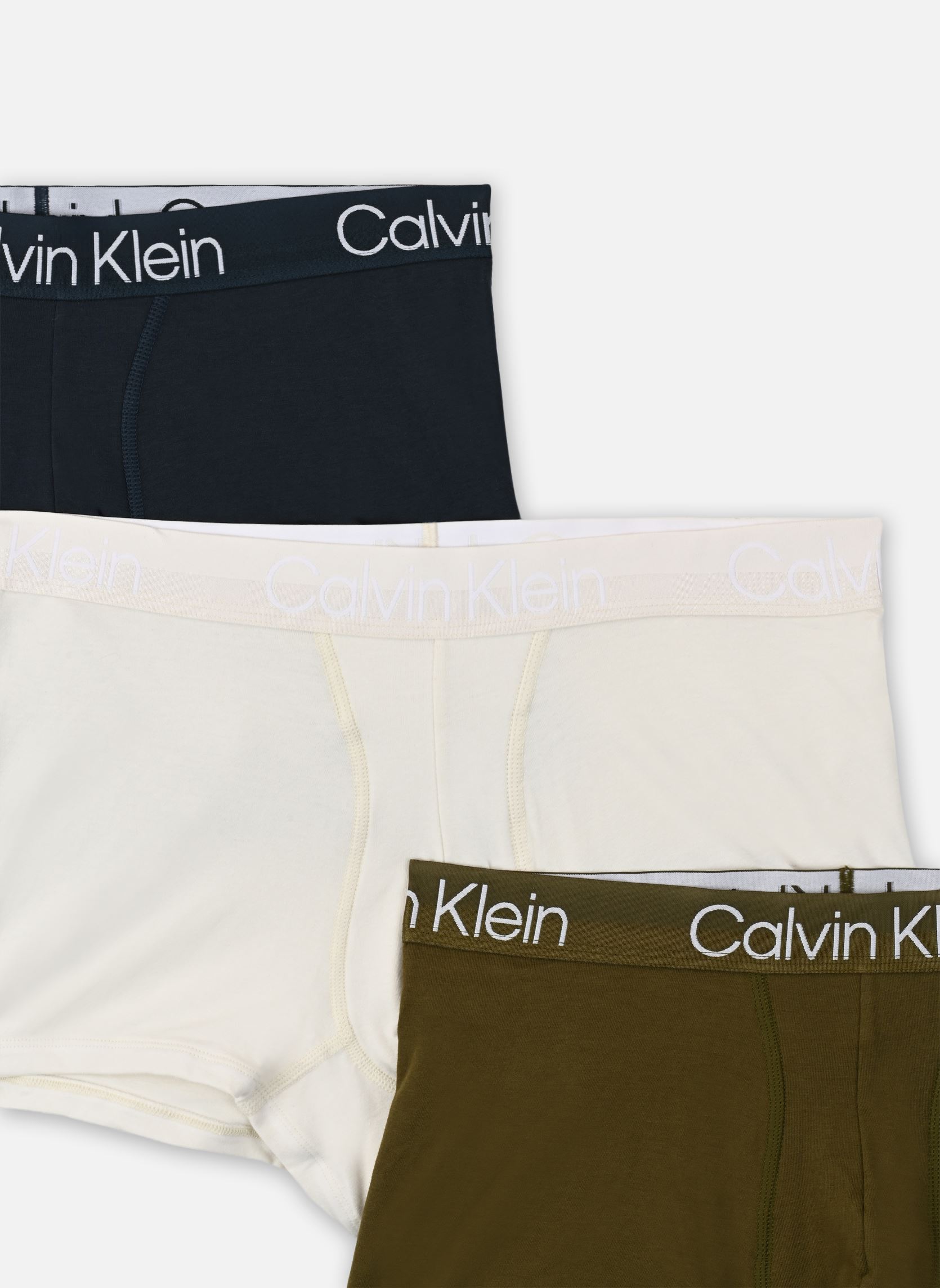 Sous-vêtements de sport Trunk 3Pk Modern Structure homme multicolore Calvin Klein Sous-vêtements de sport Trunk 3Pk Modern Structure homme multicolore VAPOROUS GRY, DARK OLIVE, BLUE