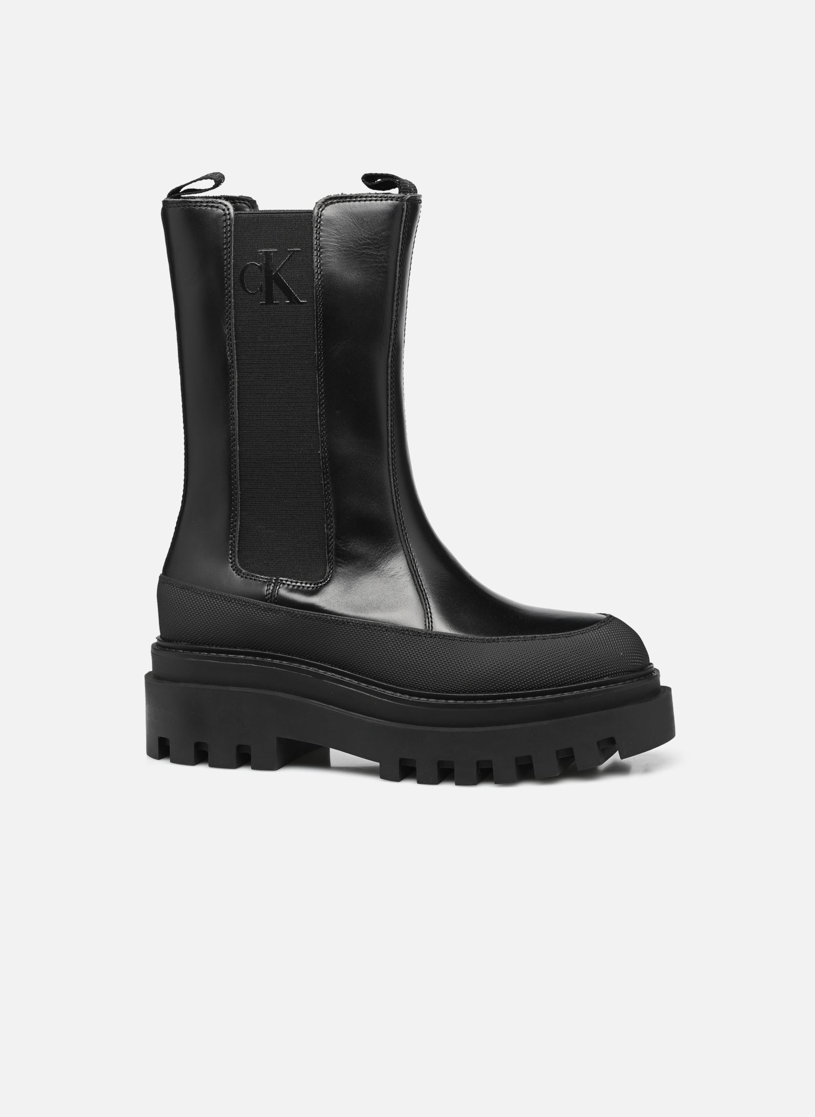 Stiefeletten und Stiefel FLATFORM CHELSEA BOOT LTH WN damen schwarz Calvin Klein Stiefeletten und Stiefel FLATFORM CHELSEA BOOT LTH WN damen schwarz TRIPLE BLACK