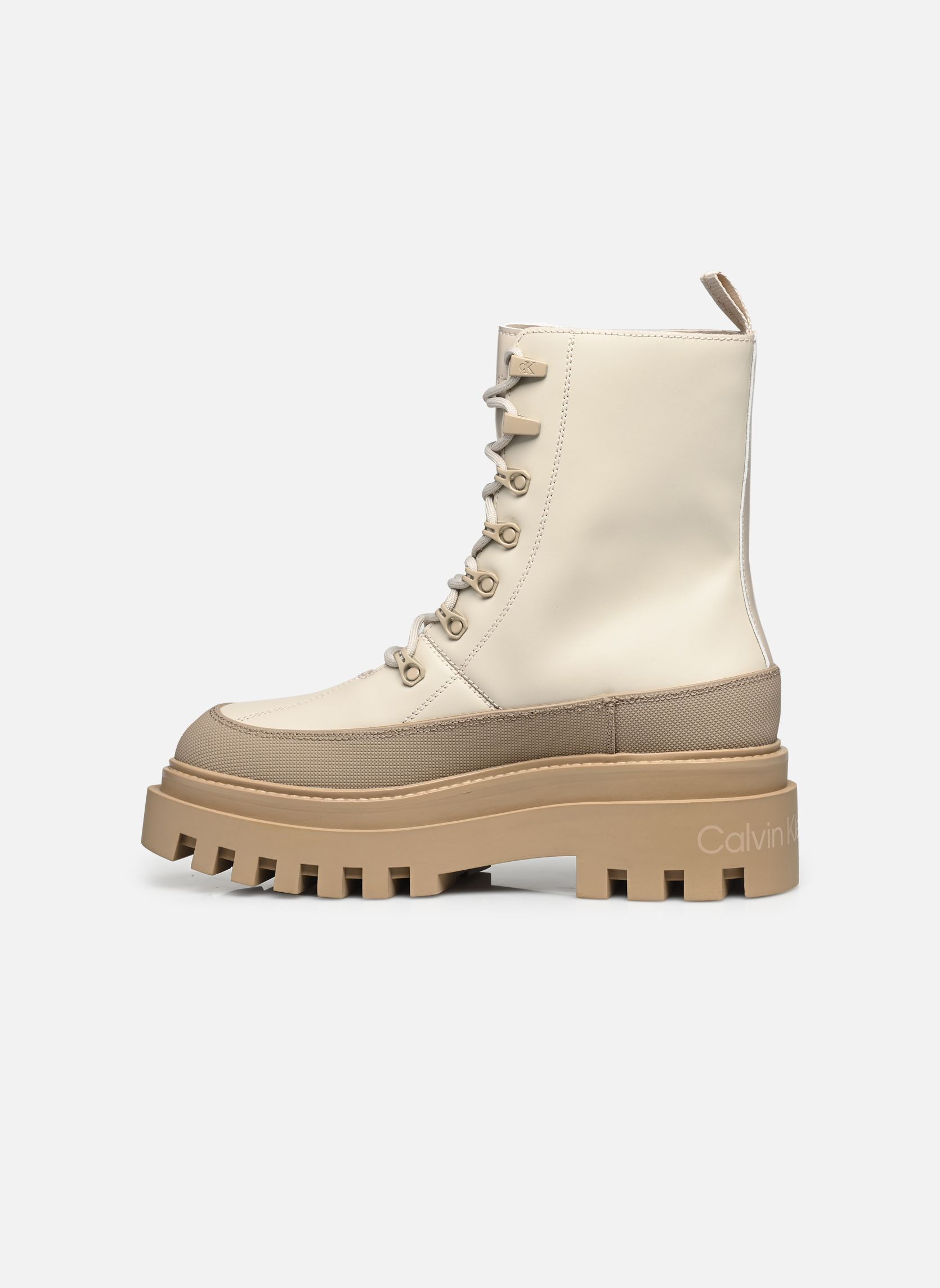 Botines con cordones FLATFORM LACE UP BOOT LTH mujer blanco Calvin Klein Botines con cordones FLATFORM LACE UP BOOT LTH mujer blanco EGGSHELL/TRAVERTINE