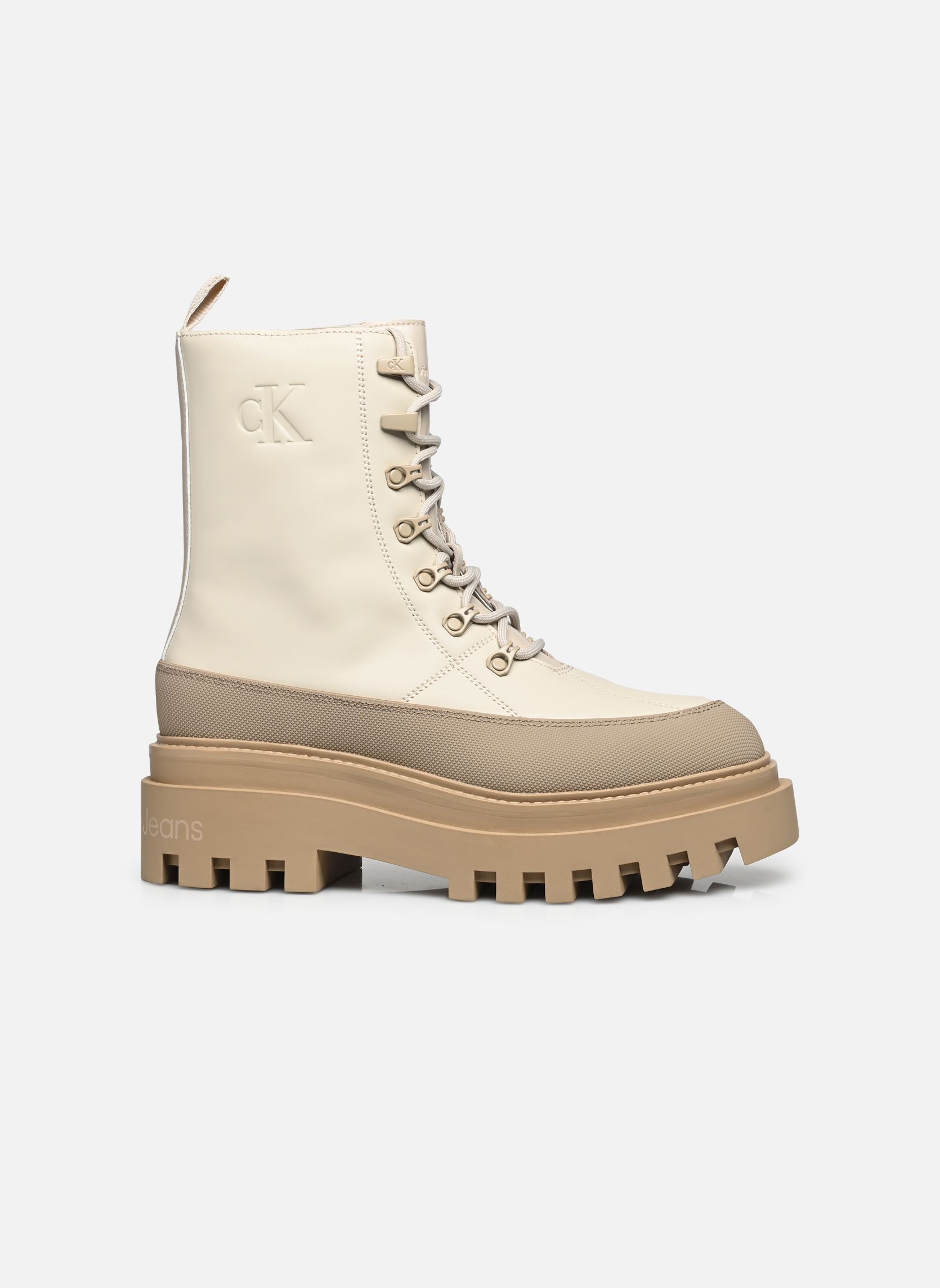 Botines con cordones FLATFORM LACE UP BOOT LTH mujer blanco Calvin Klein Botines con cordones FLATFORM LACE UP BOOT LTH mujer blanco EGGSHELL/TRAVERTINE