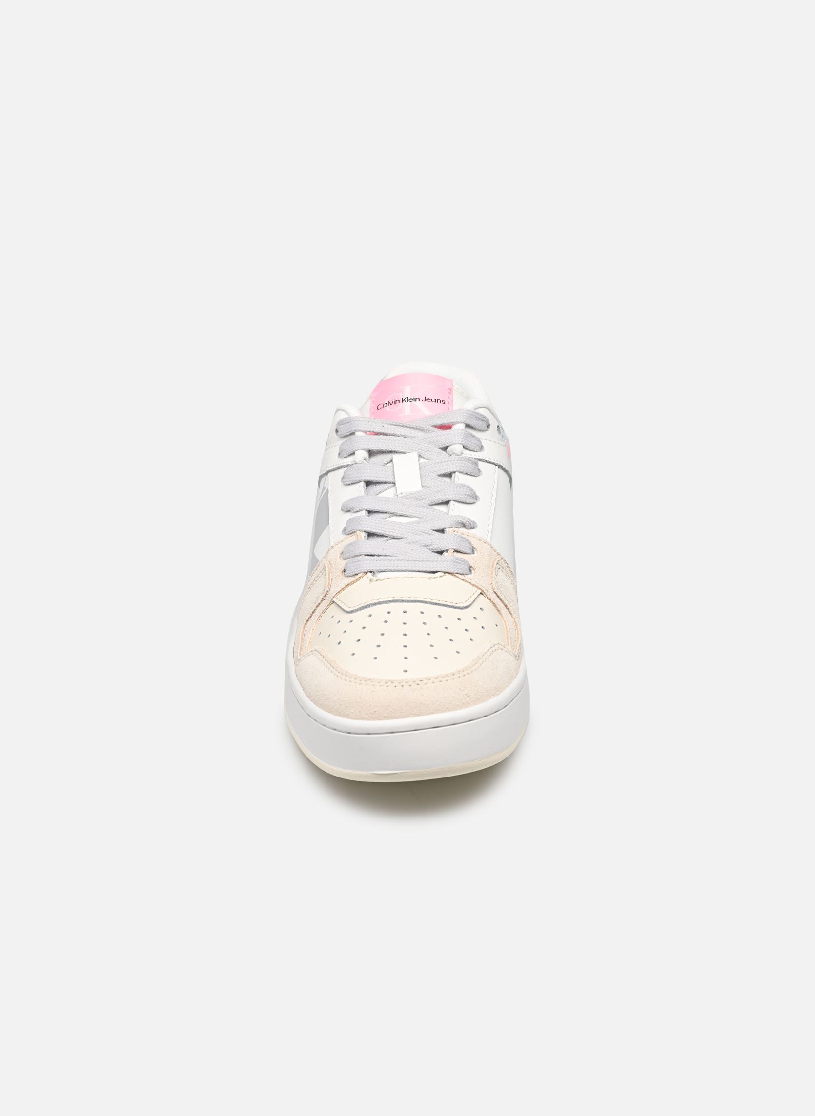 Niedrige Sneaker BASKET CUPSOLE LACEUP MIX LTH WN damen weiß Calvin Klein Niedrige Sneaker BASKET CUPSOLE LACEUP MIX LTH WN damen weiß BRIGHT WHITE/COTTON CANDY
