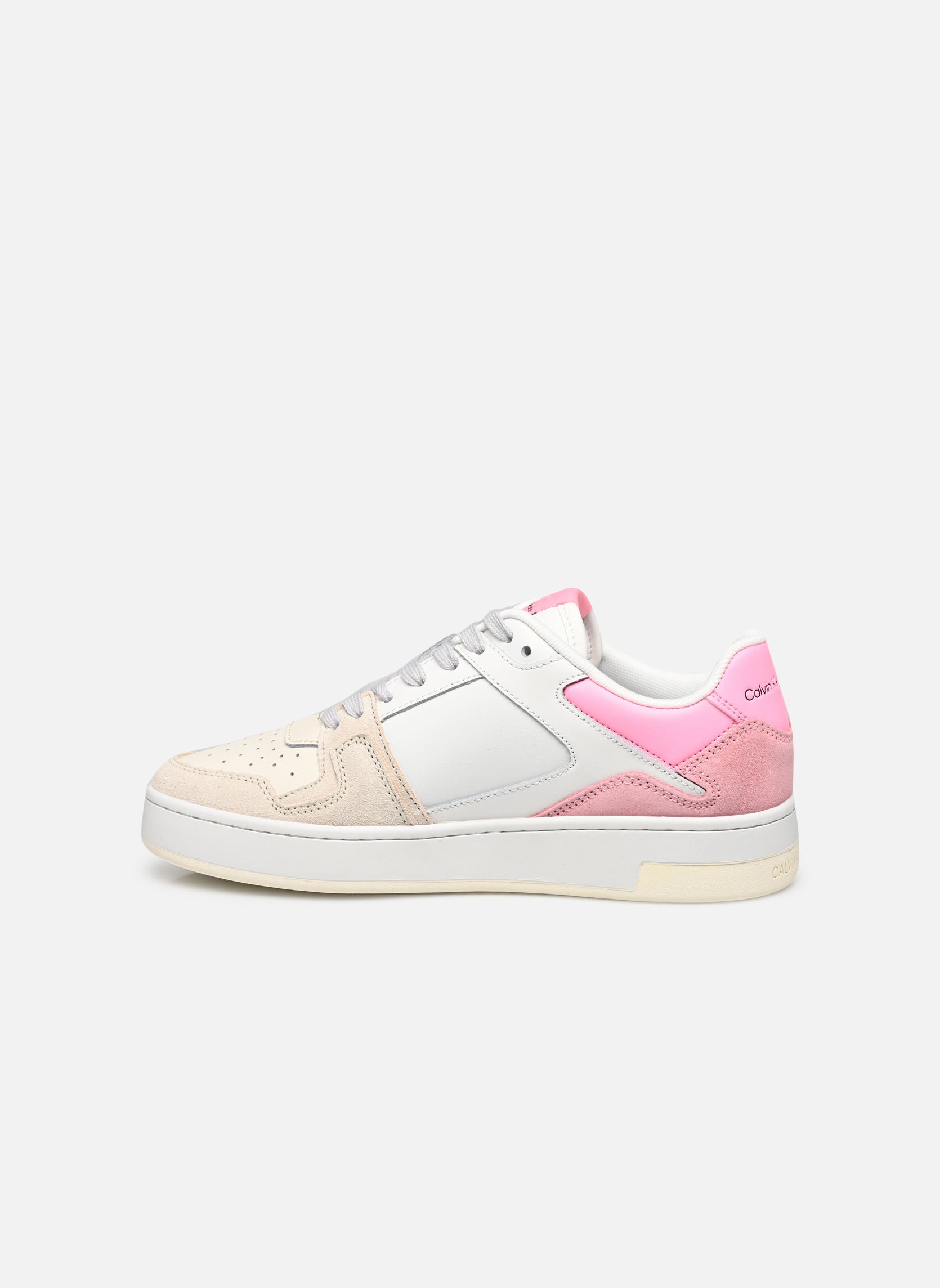 Niedrige Sneaker BASKET CUPSOLE LACEUP MIX LTH WN damen weiß Calvin Klein Niedrige Sneaker BASKET CUPSOLE LACEUP MIX LTH WN damen weiß BRIGHT WHITE/COTTON CANDY