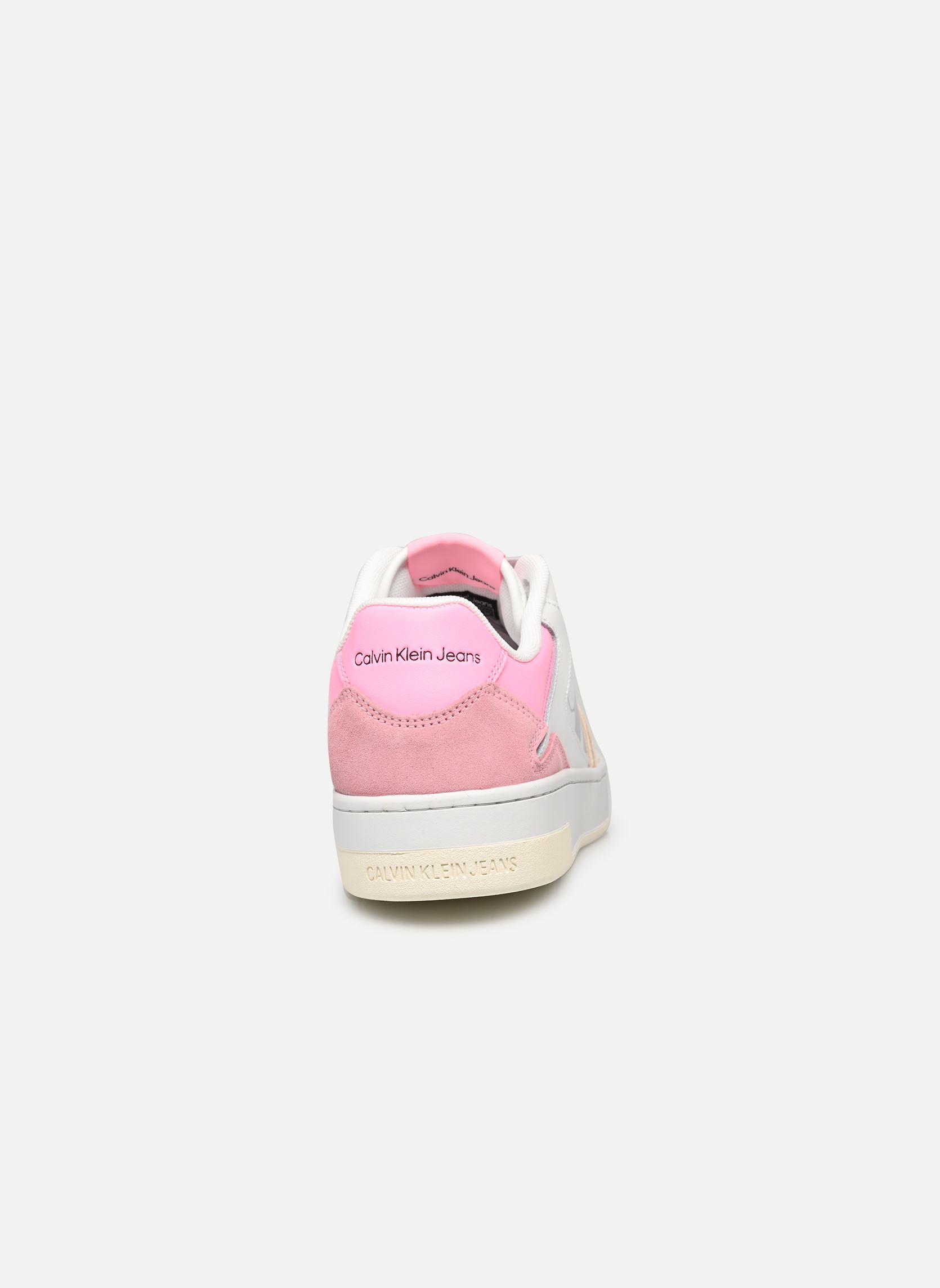 Niedrige Sneaker BASKET CUPSOLE LACEUP MIX LTH WN damen weiß Calvin Klein Niedrige Sneaker BASKET CUPSOLE LACEUP MIX LTH WN damen weiß BRIGHT WHITE/COTTON CANDY