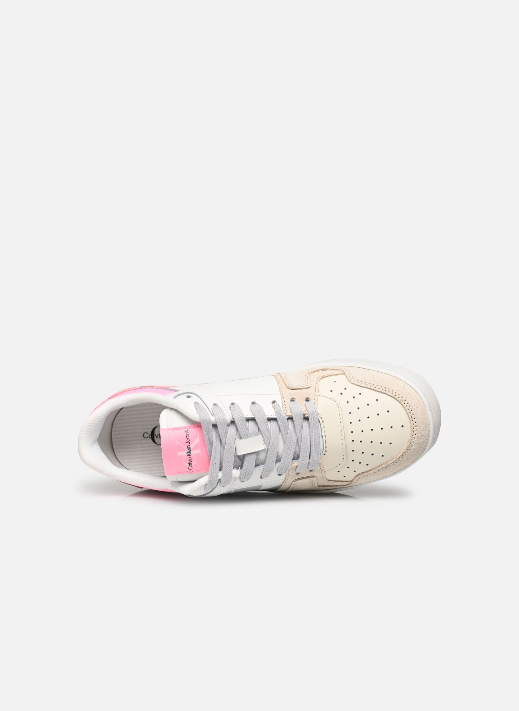 Niedrige Sneaker BASKET CUPSOLE LACEUP MIX LTH WN damen weiß Calvin Klein Niedrige Sneaker BASKET CUPSOLE LACEUP MIX LTH WN damen weiß BRIGHT WHITE/COTTON CANDY