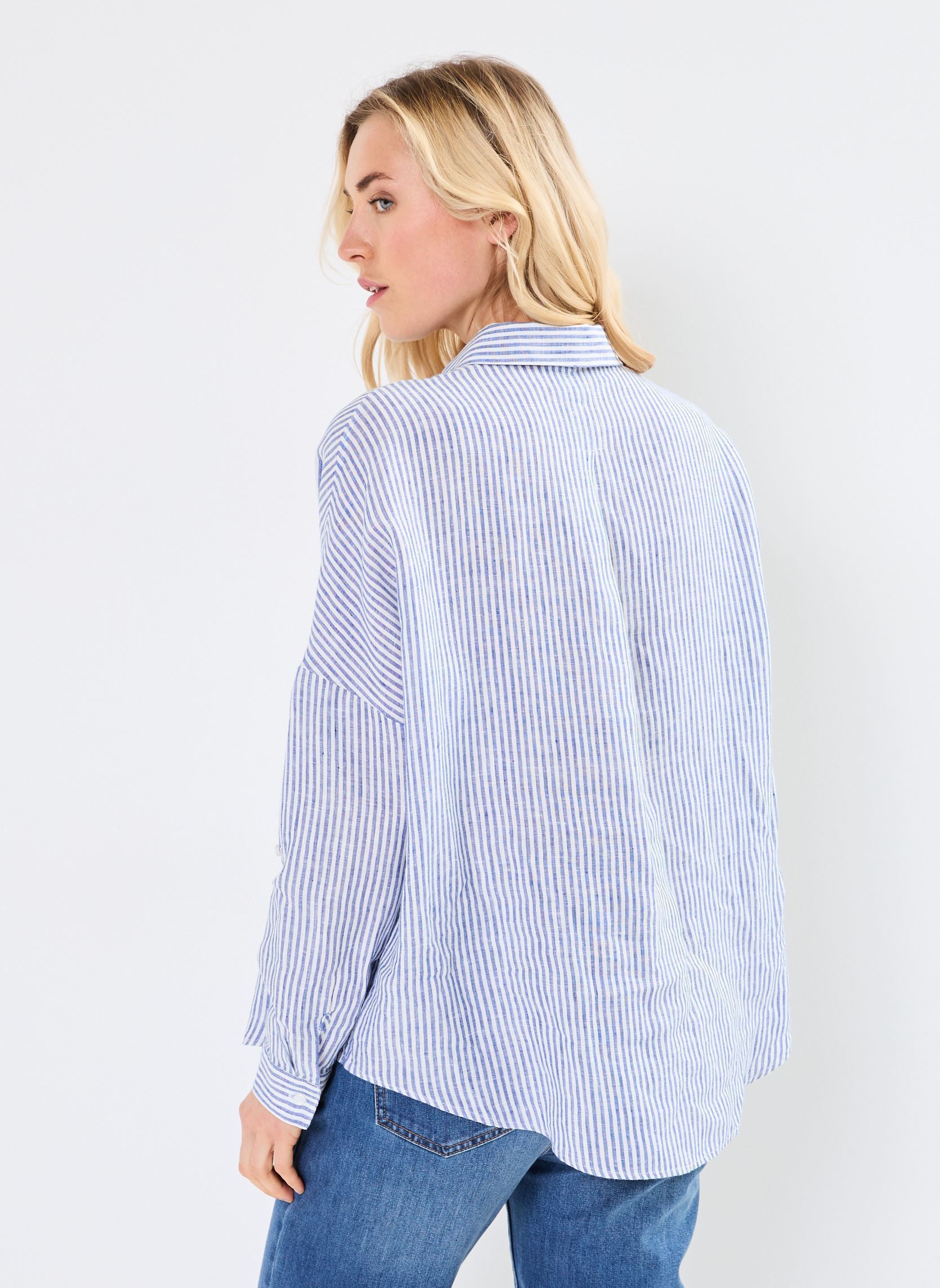 Chemises manches longues CLAUDY lin femme bleu Georgia Rose Chemises manches longues CLAUDY lin femme bleu DENIM MOYEN