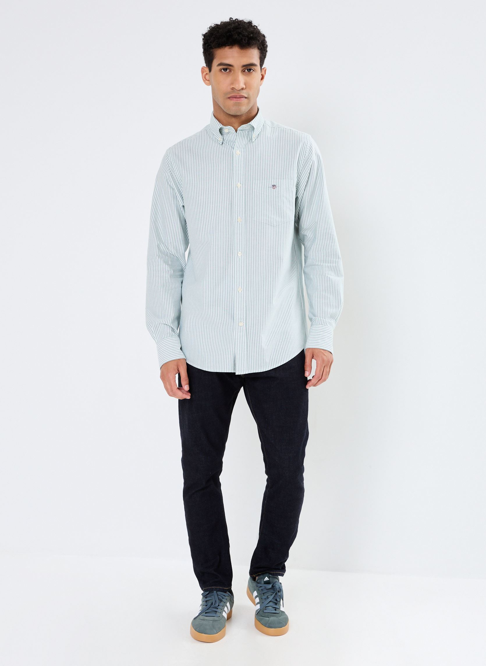 Hemden Reg Oxford Banker Stripe Shirt heren groen GANT Hemden Reg Oxford Banker Stripe Shirt heren groen VERT KIWI