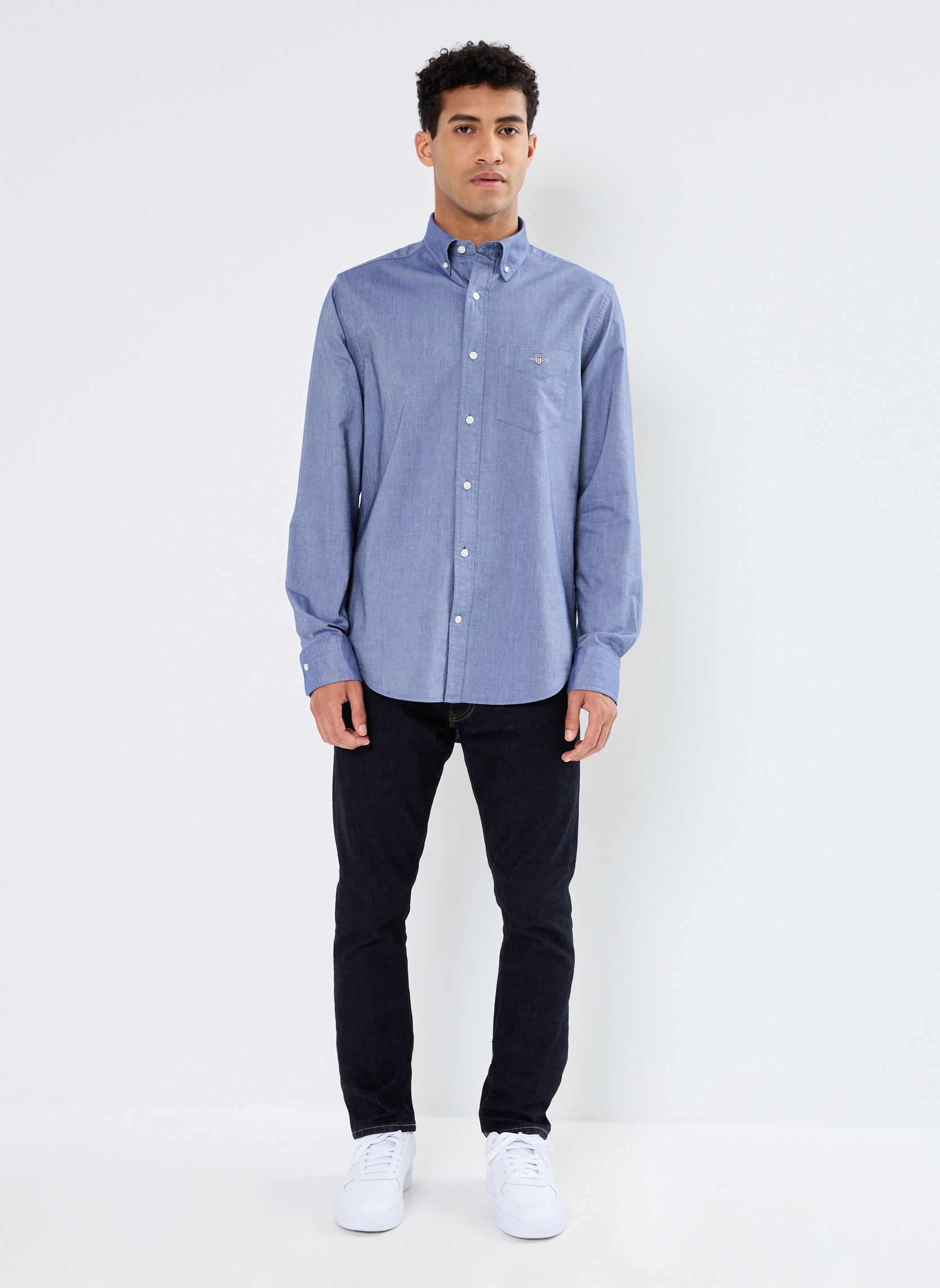 Chemise GANT Coastal Twill Homme – Motif Graphique Bleu/gris/rouge – Taille L