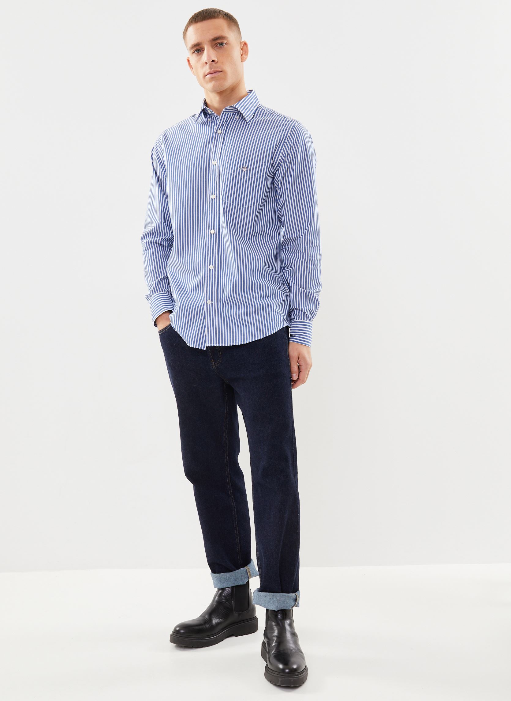 Chemises Reg Poplin Stripe Shirt homme bleu GANT Chemises Reg Poplin Stripe Shirt homme bleu BLEU YALE