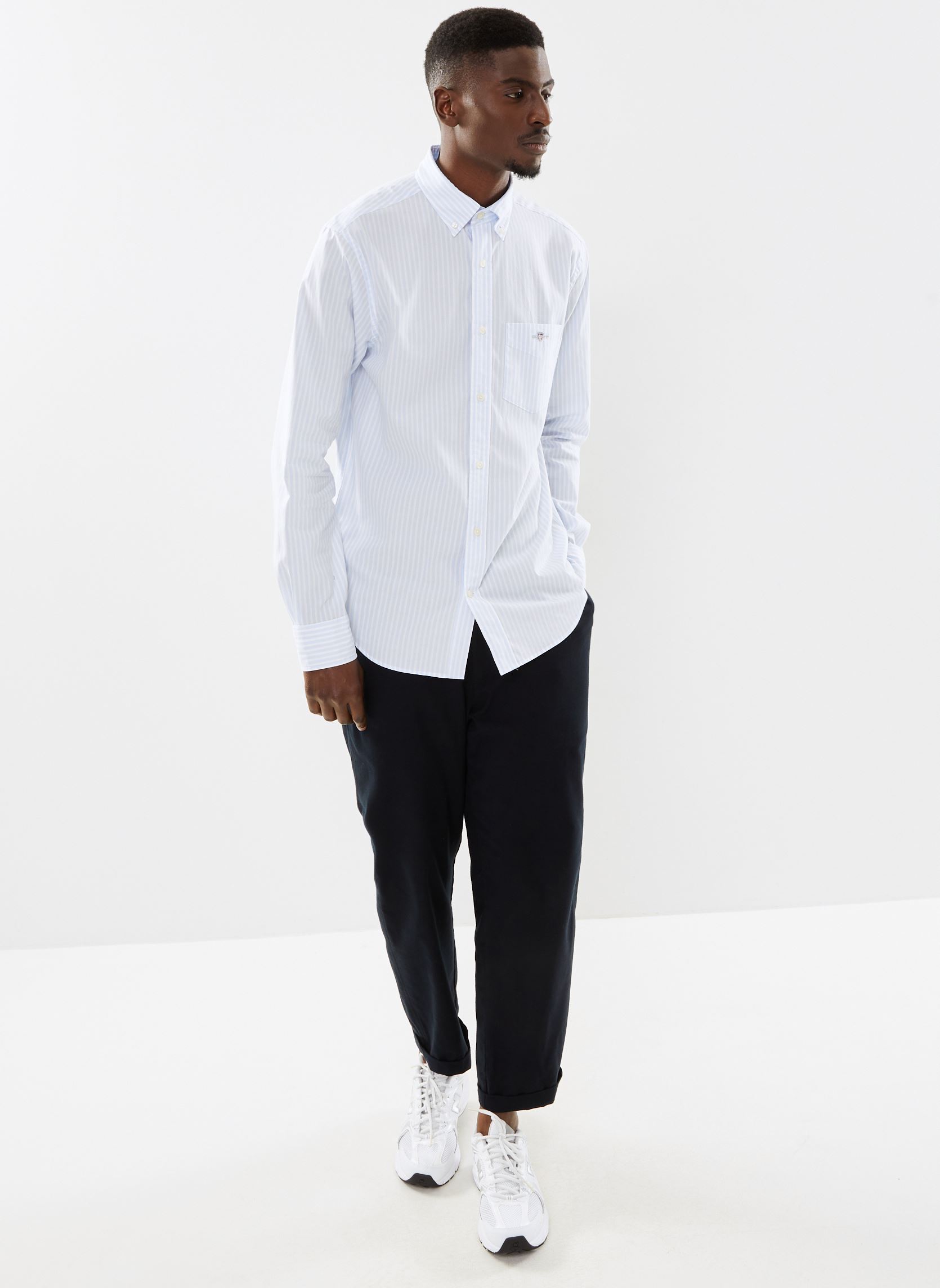 Chemises Reg Poplin Stripe Shirt homme bleu GANT Chemises Reg Poplin Stripe Shirt homme bleu Bleu clair