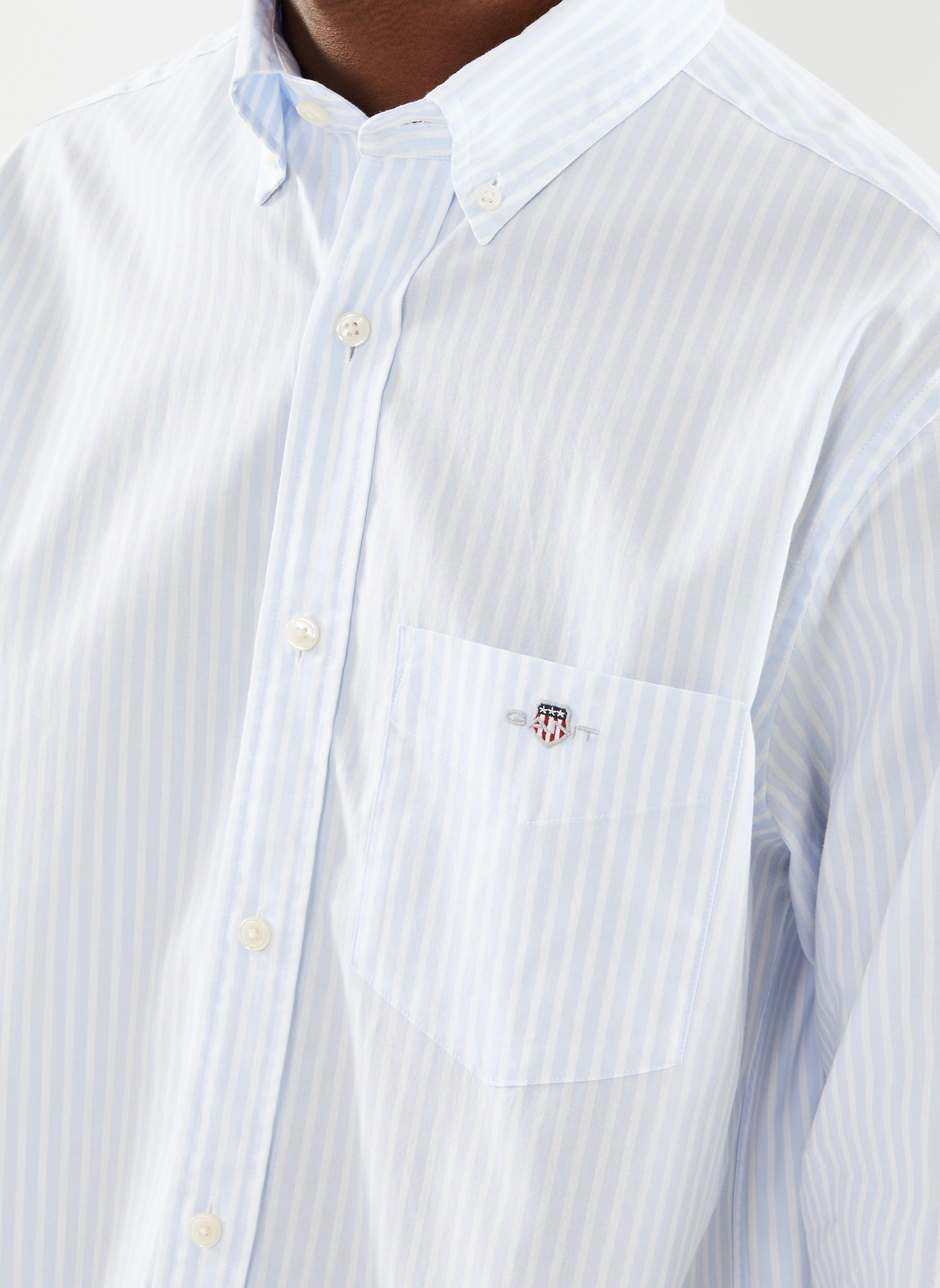 Chemises Reg Poplin Stripe Shirt homme bleu GANT Chemises Reg Poplin Stripe Shirt homme bleu Bleu clair