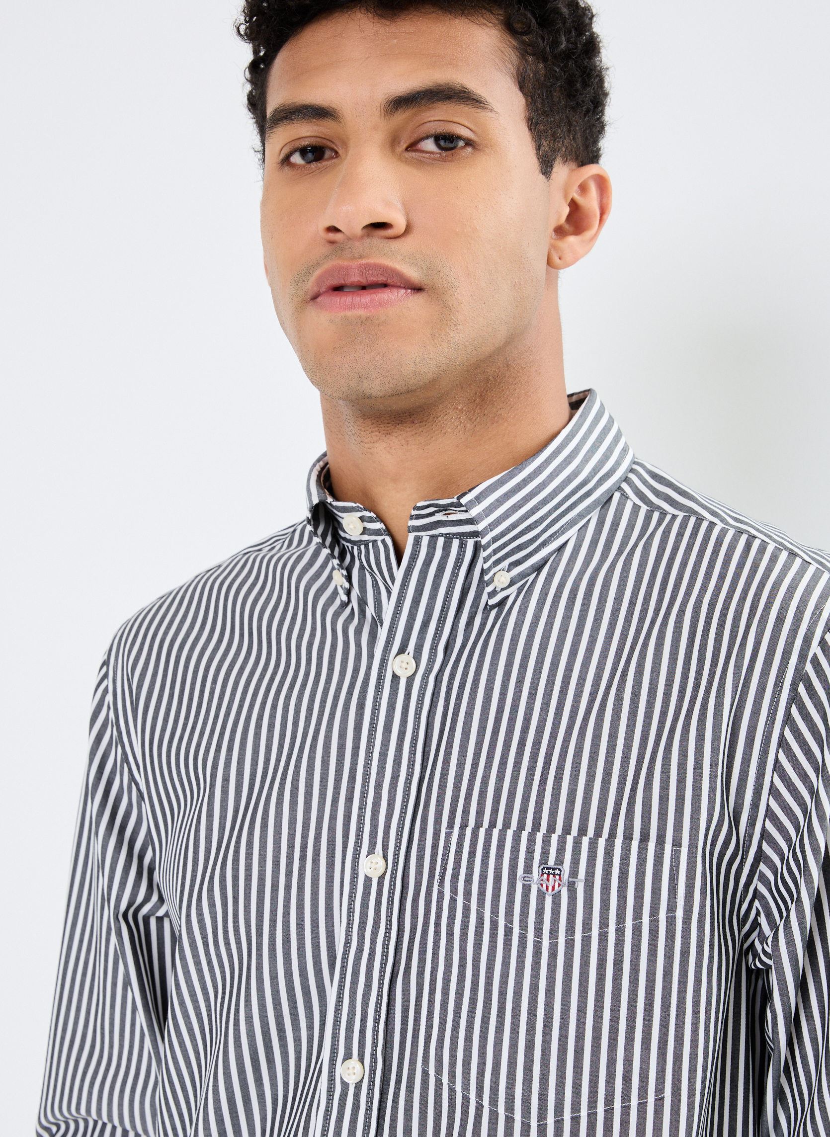Camisas Reg Poplin Stripe Shirt hombre negro GANT Camisas Reg Poplin Stripe Shirt hombre negro NOIR
