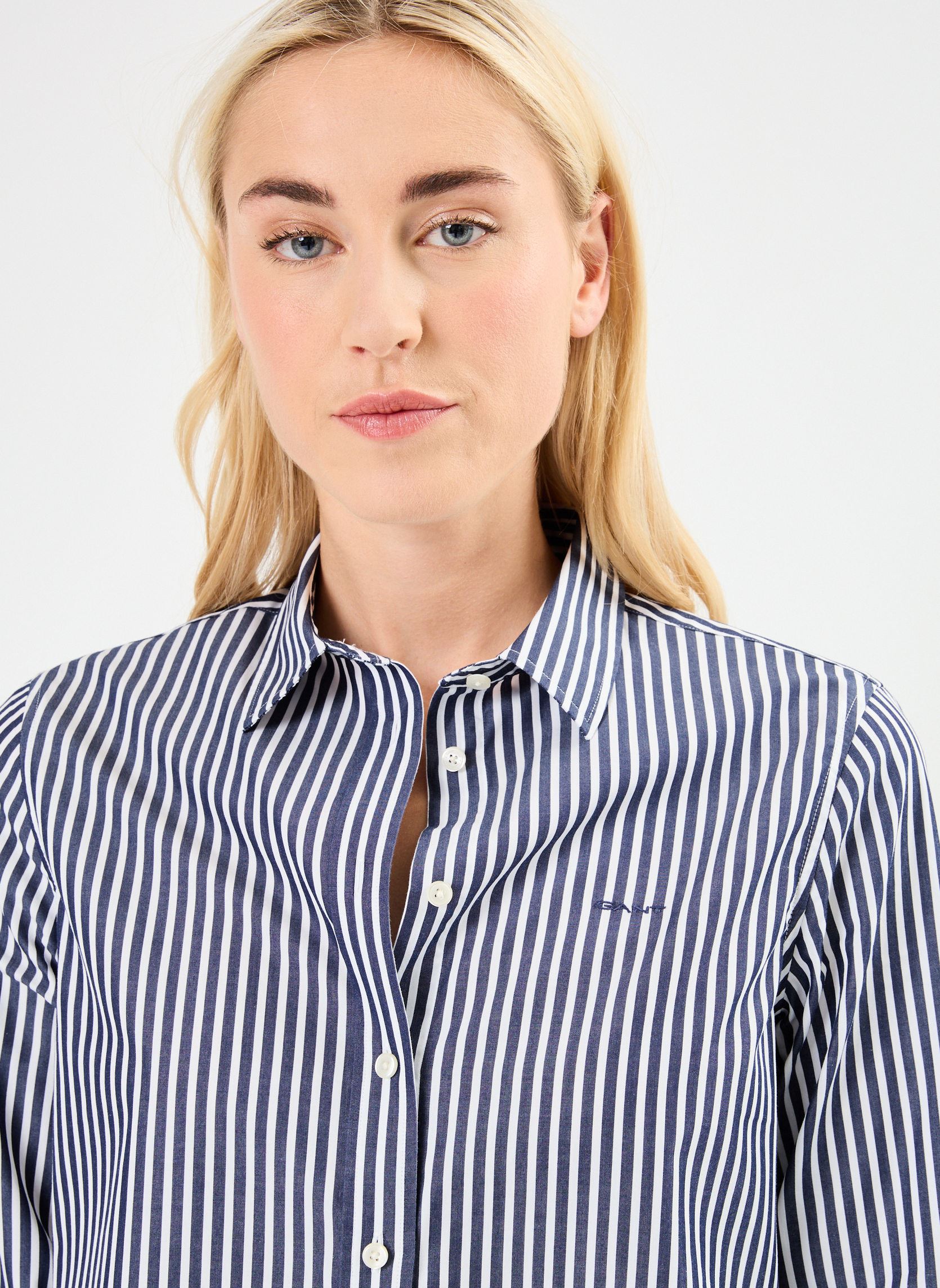 Camisas de manga larga Reg Poplin Striped Shirt mujer azul GANT Camisas de manga larga Reg Poplin Striped Shirt mujer azul BLEU CLASSIQUE