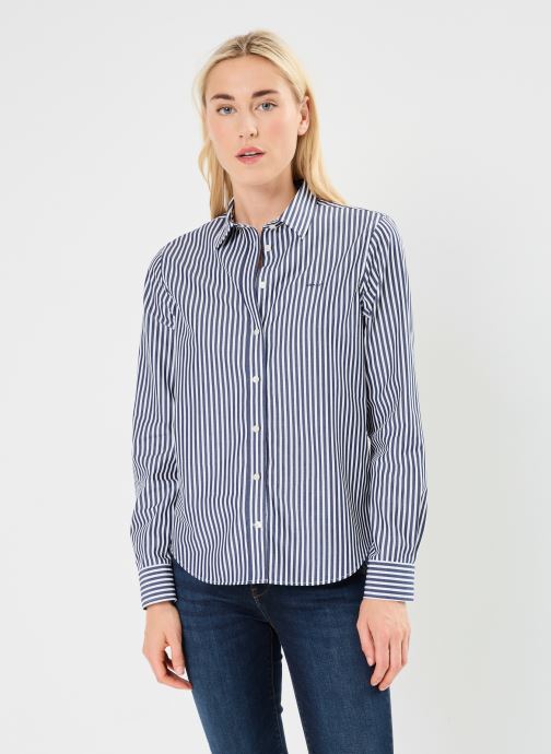 GANT Chemises manches longues Reg Poplin Striped Shirt femme bleu