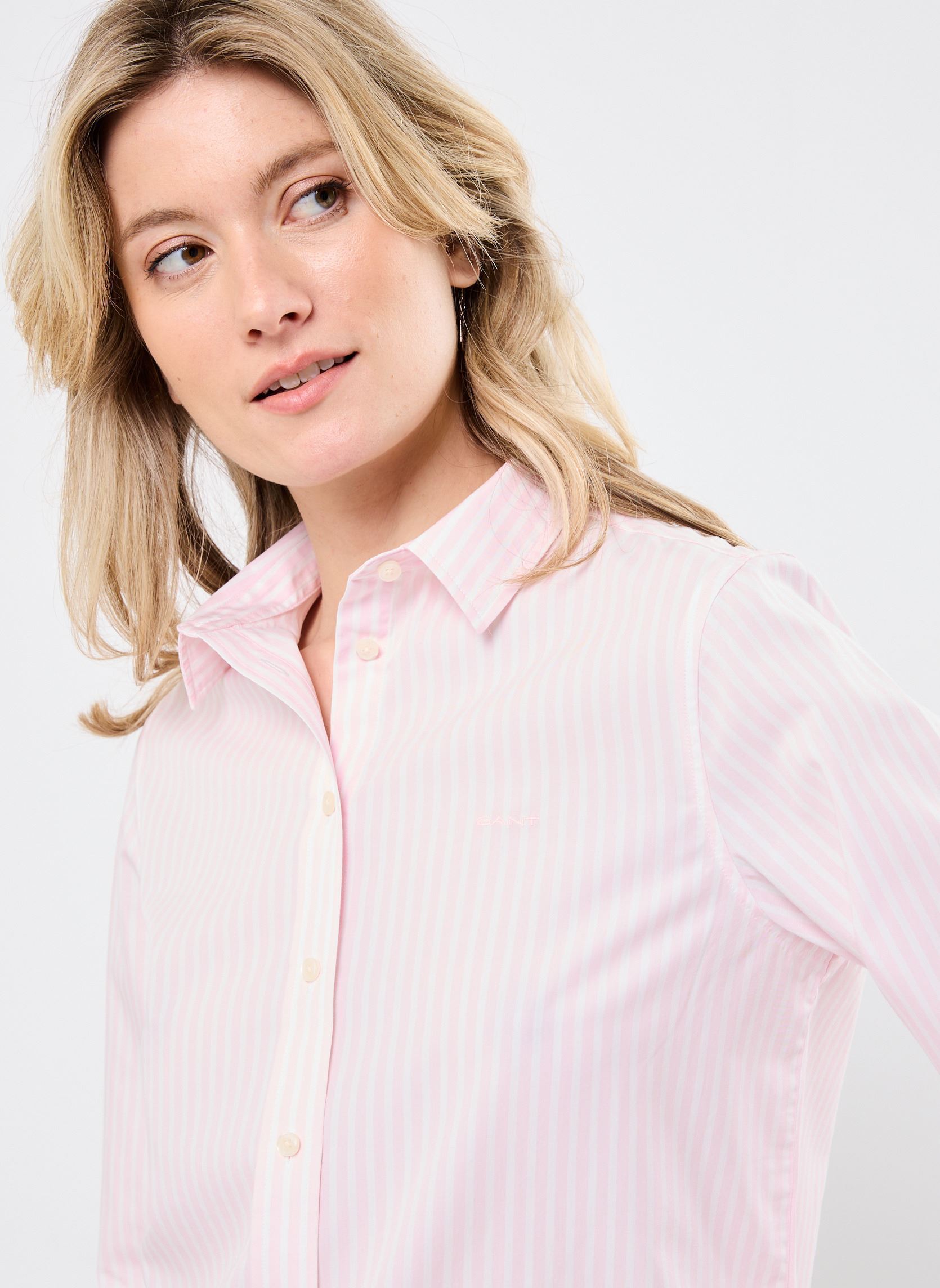 Camisas de manga larga Reg Poplin Striped Shirt mujer rosa GANT Camisas de manga larga Reg Poplin Striped Shirt mujer rosa ROSE PALE