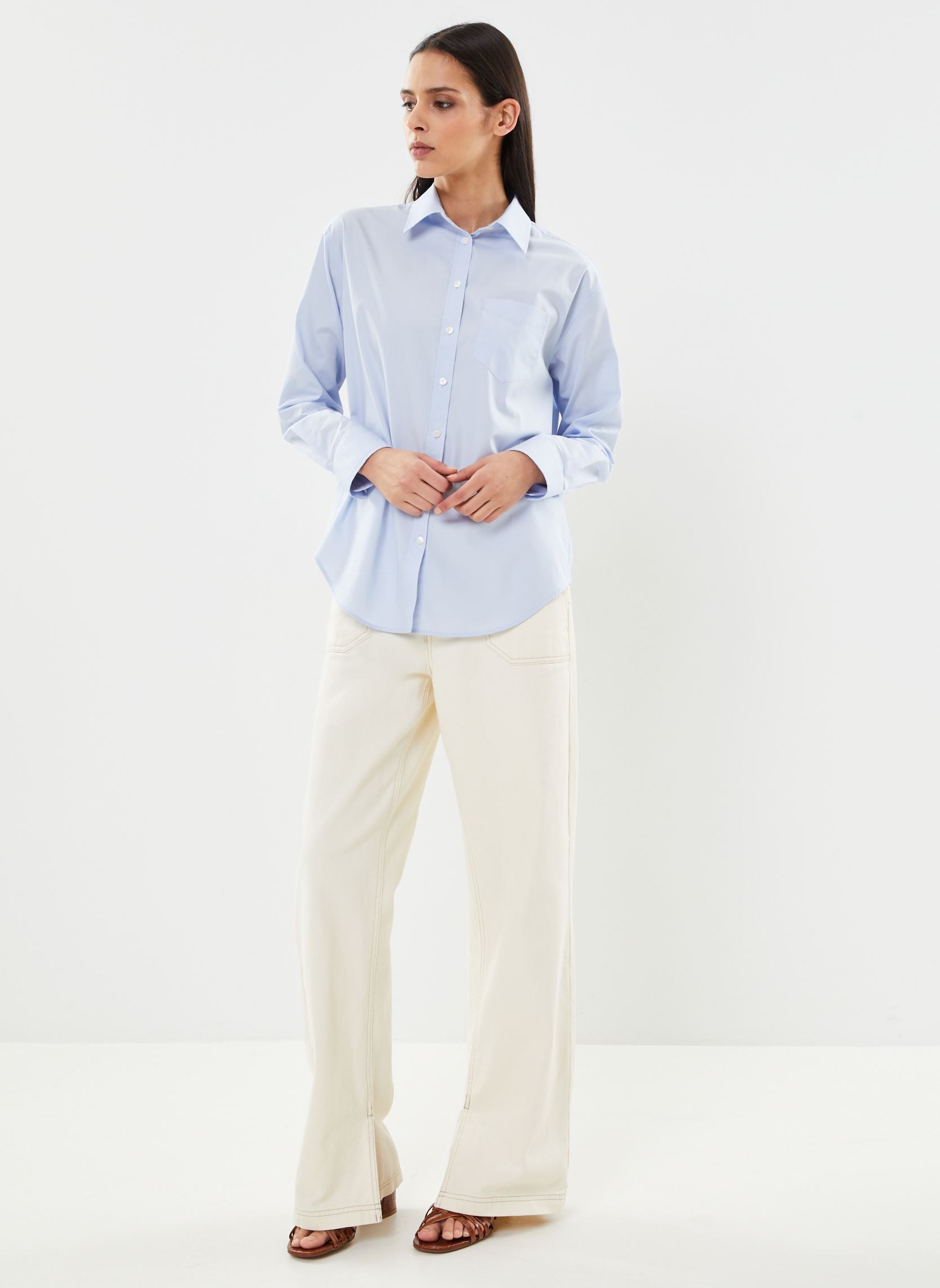 Camicie a maniche lunghe Rel Poplin Shirt donna blu GANT Camicie a maniche lunghe Rel Poplin Shirt donna blu LIGHT BLUE