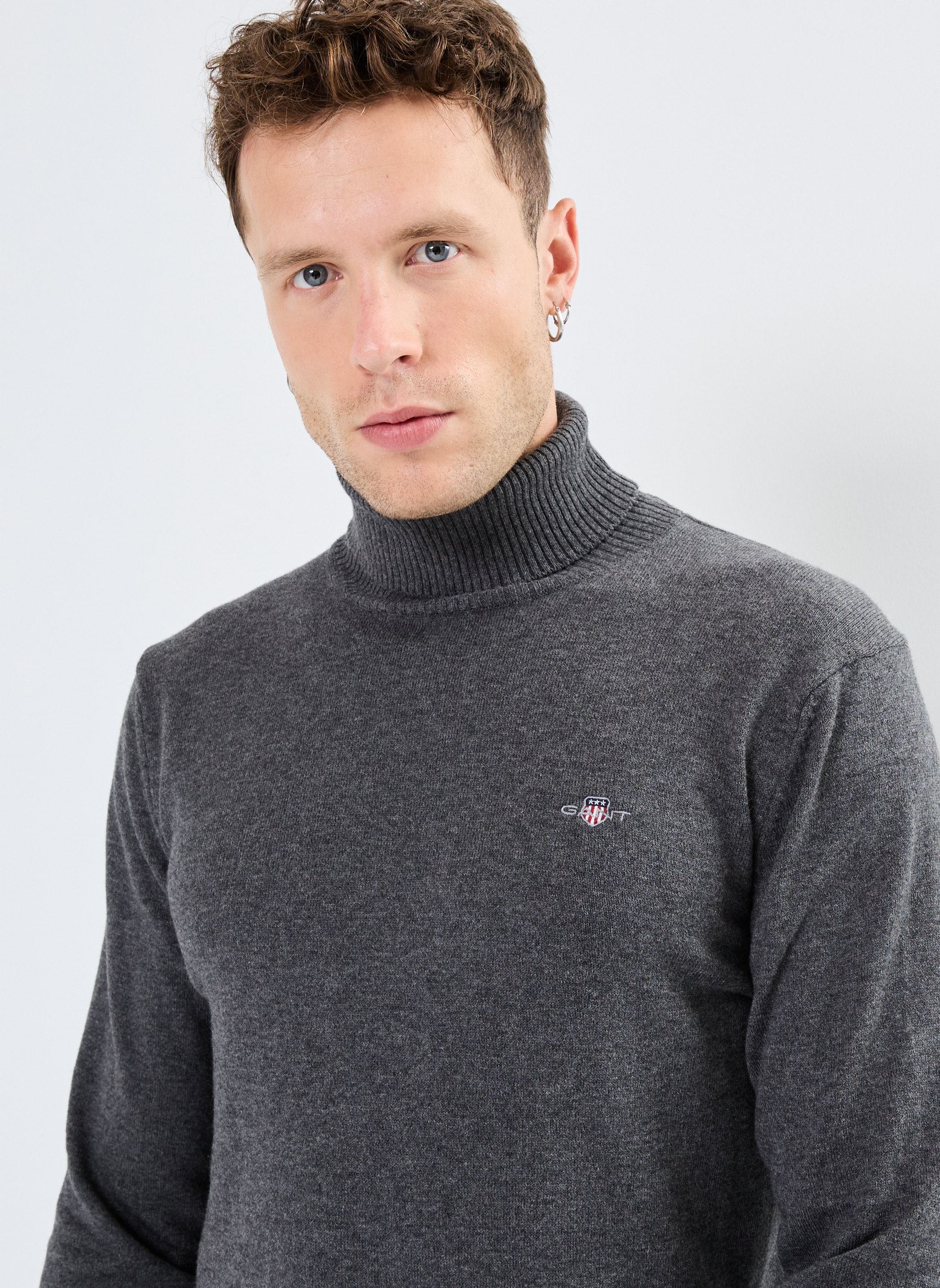 Maglioni CtnWo Rollneck uomo grigio GANT Maglioni CtnWo Rollneck uomo grigio GRIS FONCE MEL