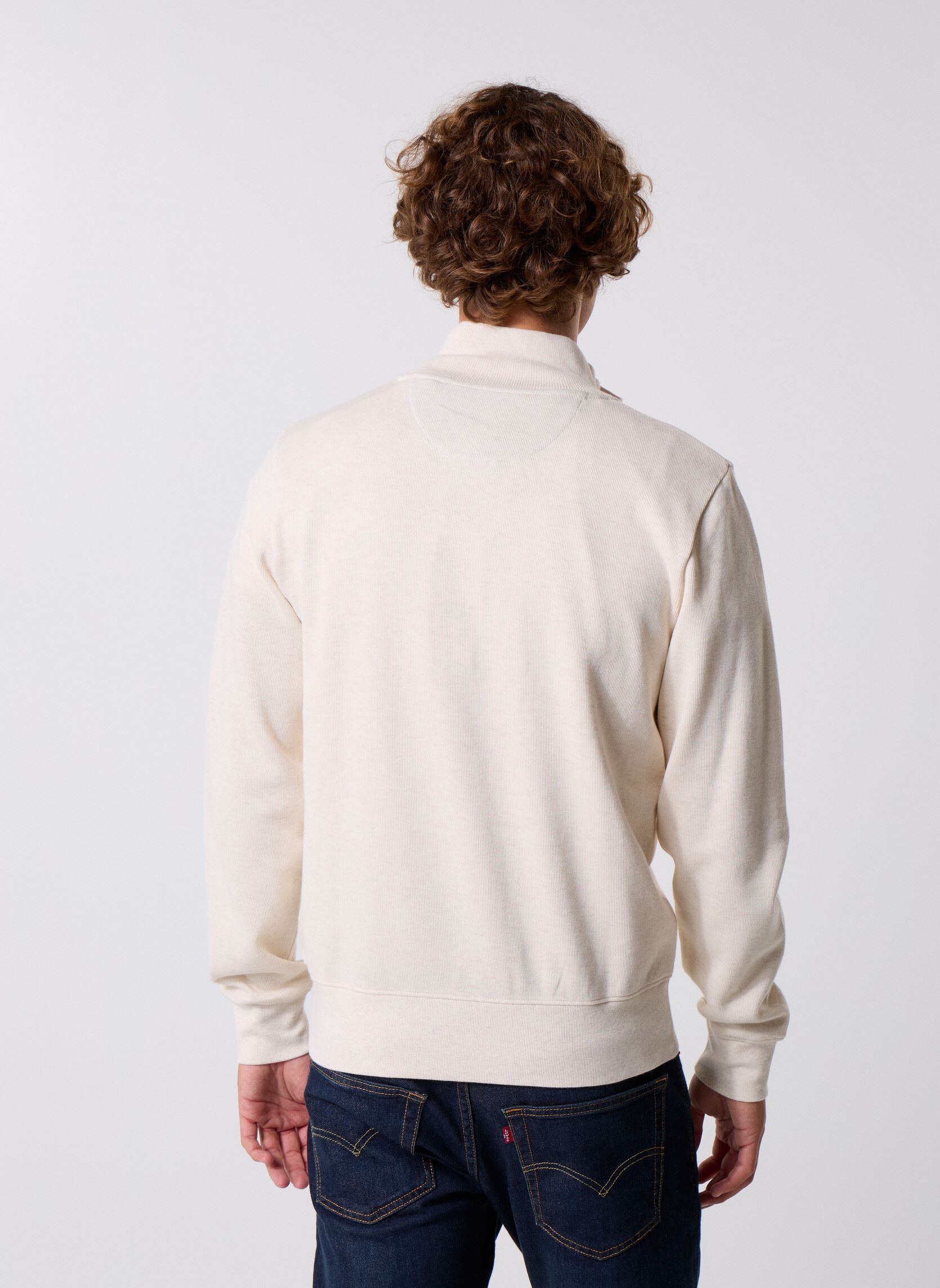 Truien Sacker Rib Half Zip heren wit GANT Truien Sacker Rib Half Zip heren wit CREAM