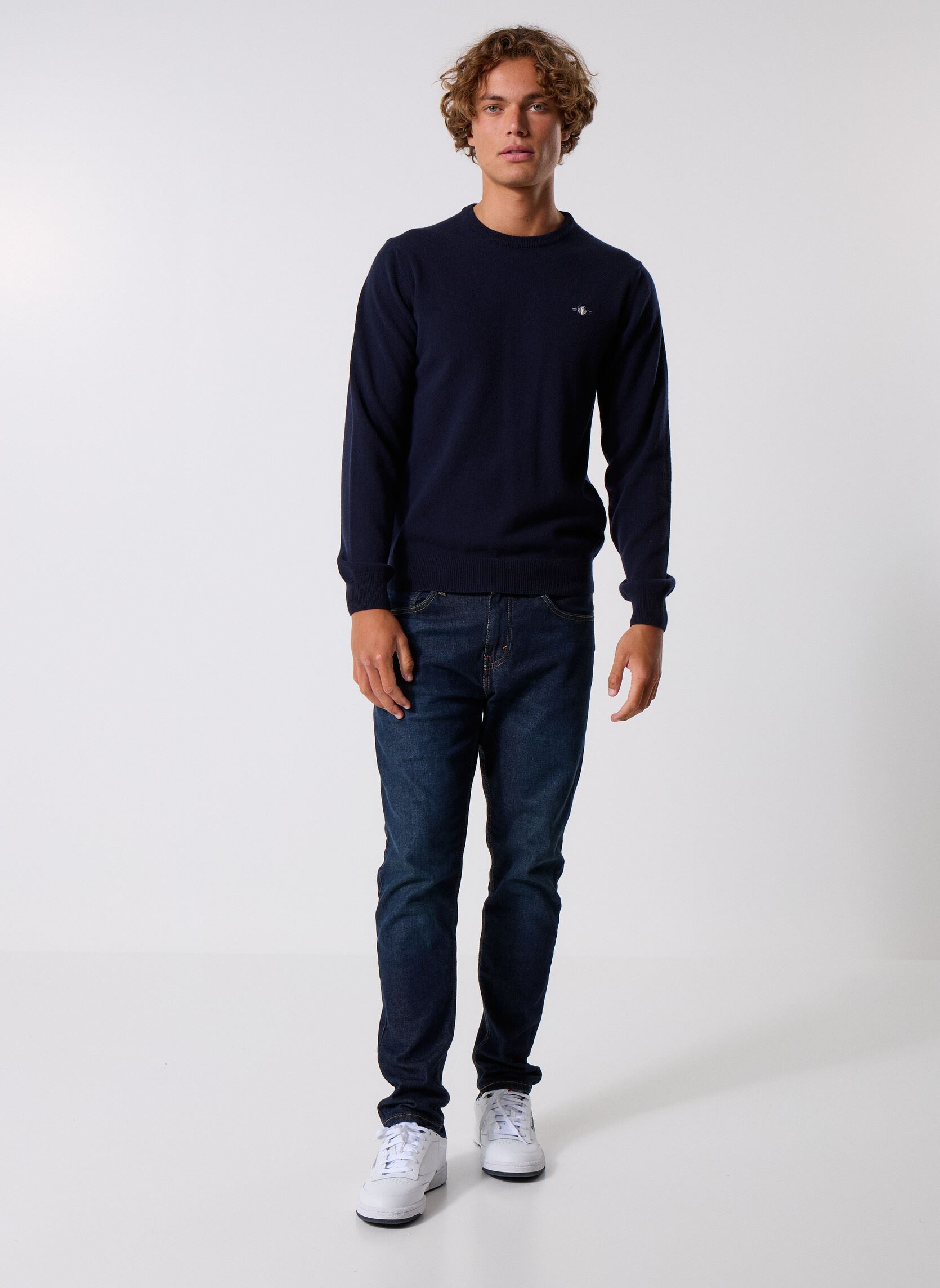 Truien Superfine Lambswool C-Neck heren blauw GANT Truien Superfine Lambswool C-Neck heren blauw MARINE