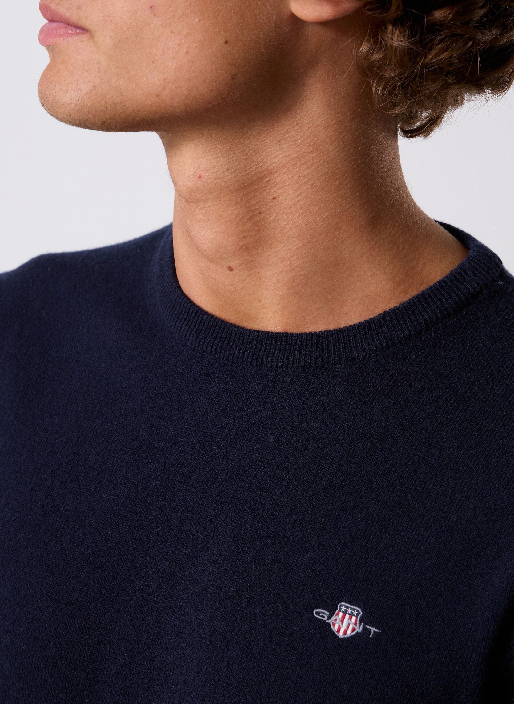 Truien Superfine Lambswool C-Neck heren blauw GANT Truien Superfine Lambswool C-Neck heren blauw MARINE