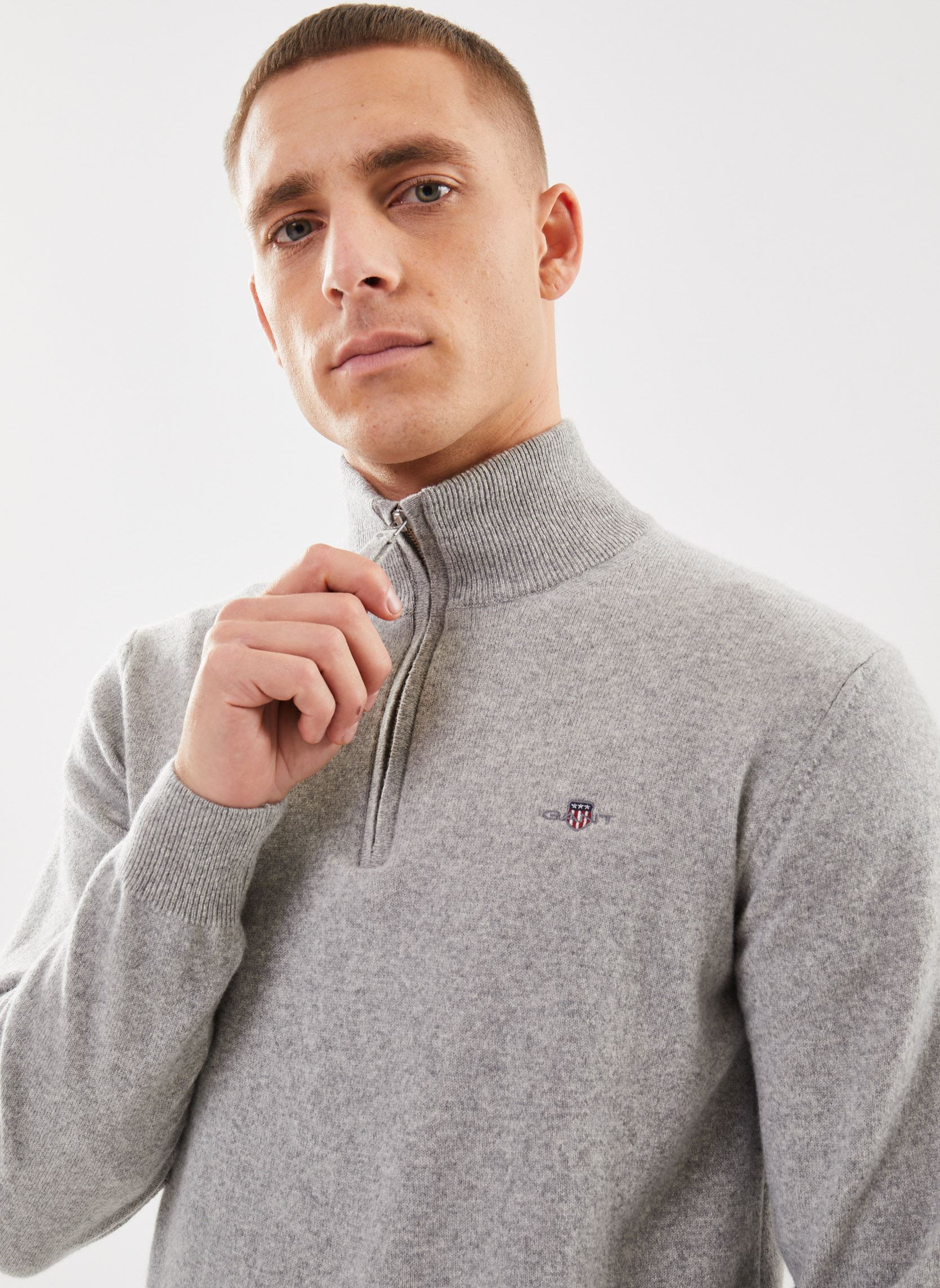 Truien Superfine Lambswool Half Zip new heren grijs GANT Truien Superfine Lambswool Half Zip new heren grijs GRIS MEL