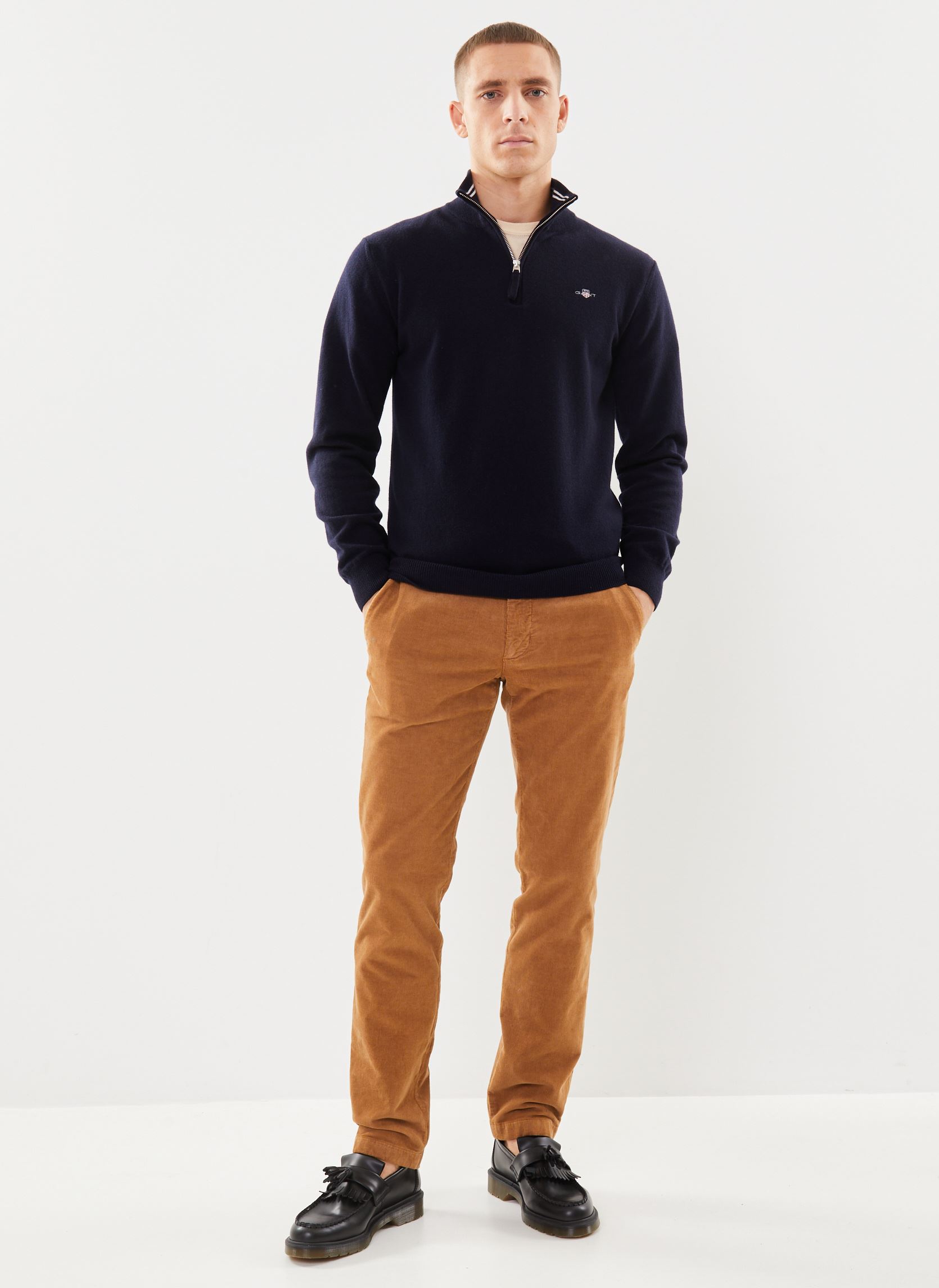 Truien Superfine Lambswool Half Zip new heren blauw GANT Truien Superfine Lambswool Half Zip new heren blauw MARINE