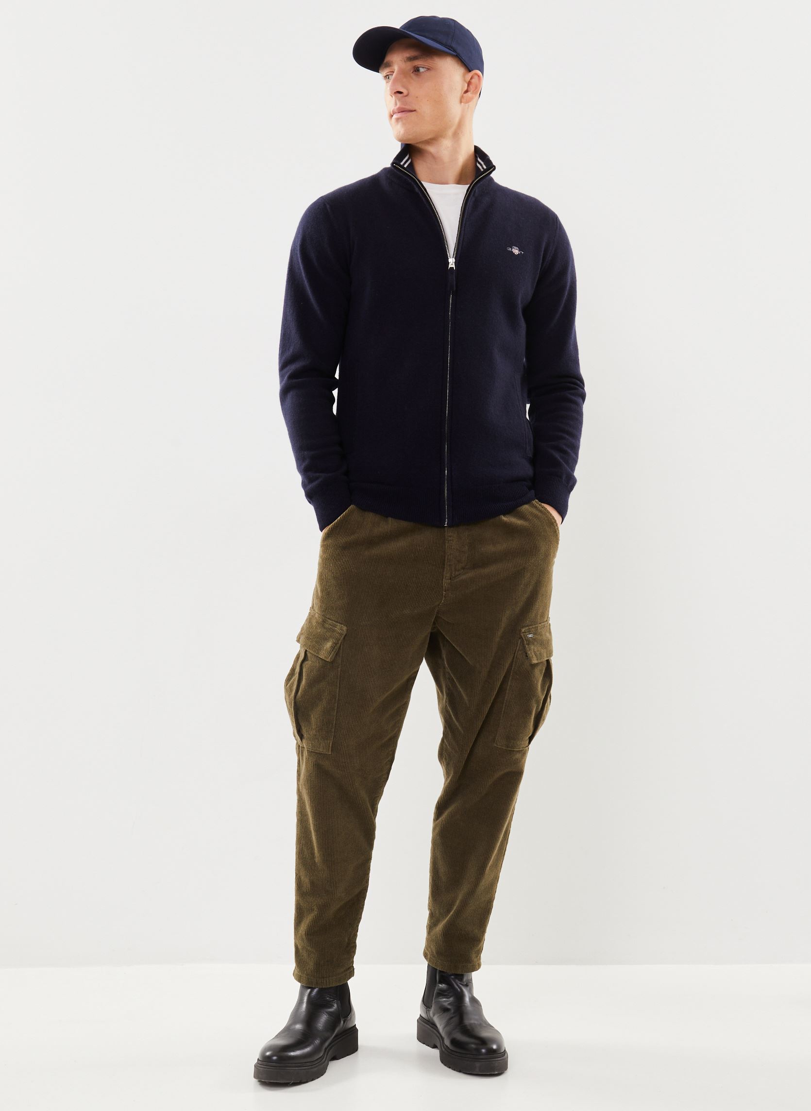 Gilet Superfine Lambswool Zip Cardigan new uomo blu GANT Gilet Superfine Lambswool Zip Cardigan new uomo blu MARINE