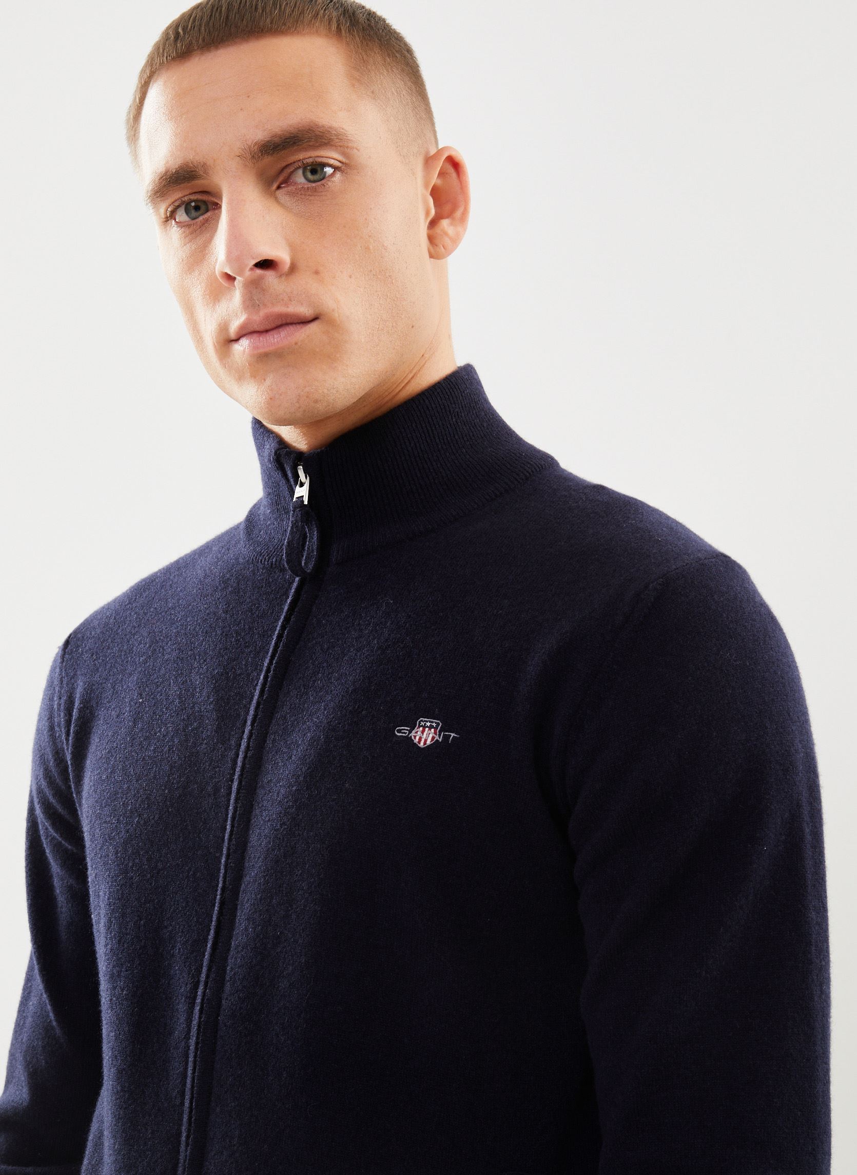 Gilet Superfine Lambswool Zip Cardigan new uomo blu GANT Gilet Superfine Lambswool Zip Cardigan new uomo blu MARINE