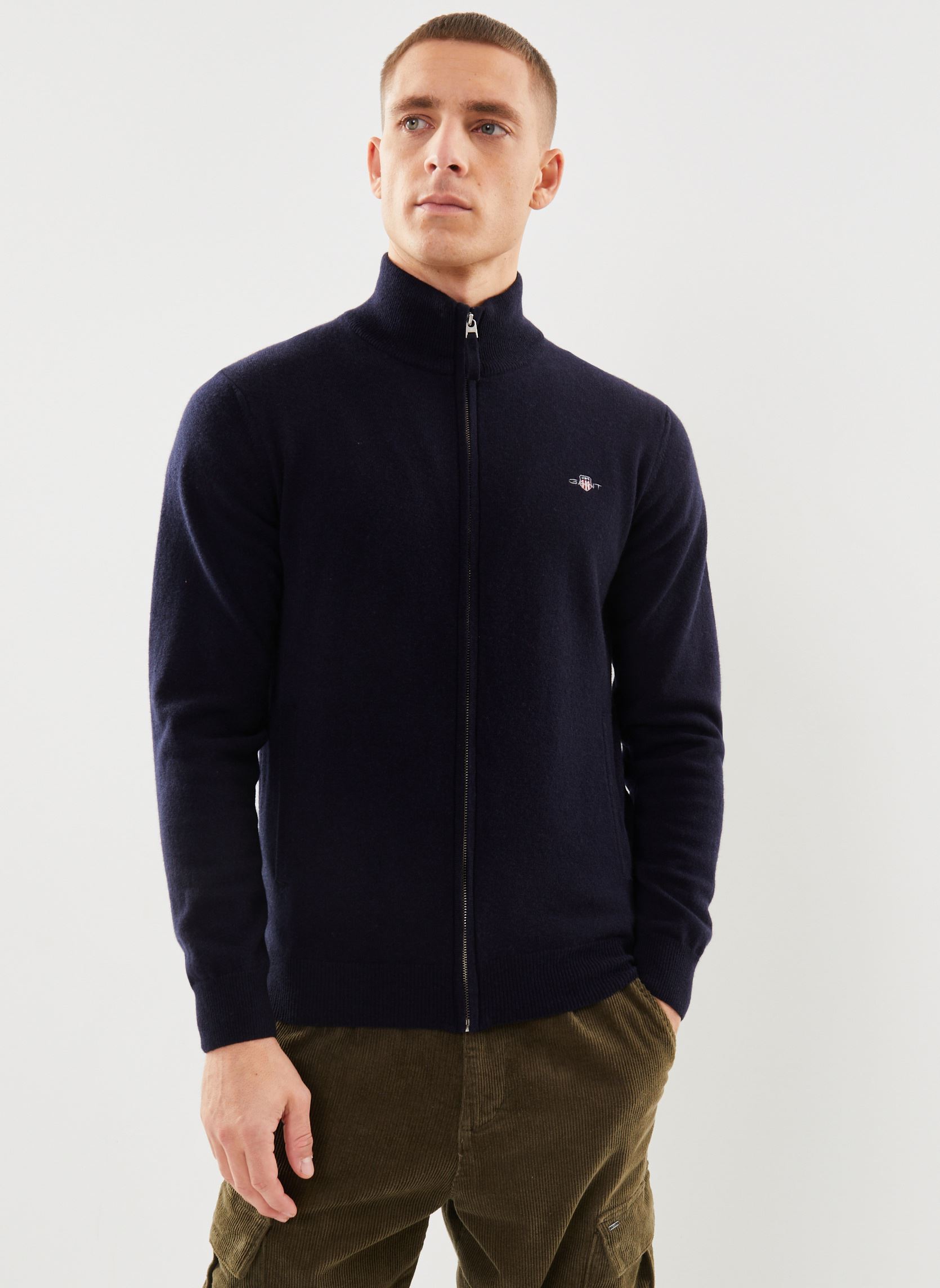 Vêtements GANT Superfine Lambswool Zip Cardigan new pour Accessoires