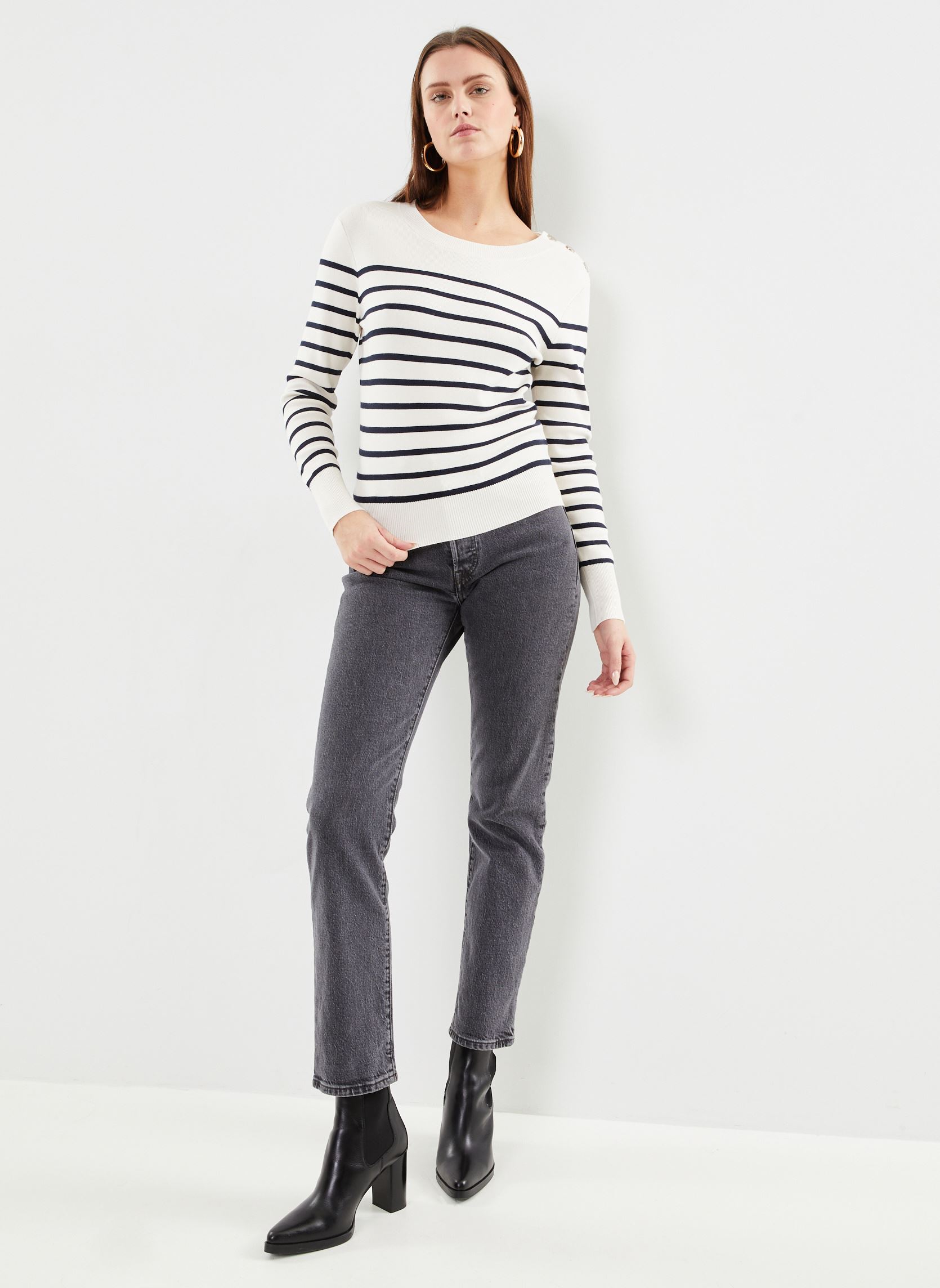 Pulls GARINIERE mariniere femme blanc Georgia Rose Pulls GARINIERE mariniere femme blanc ECRU MARINE