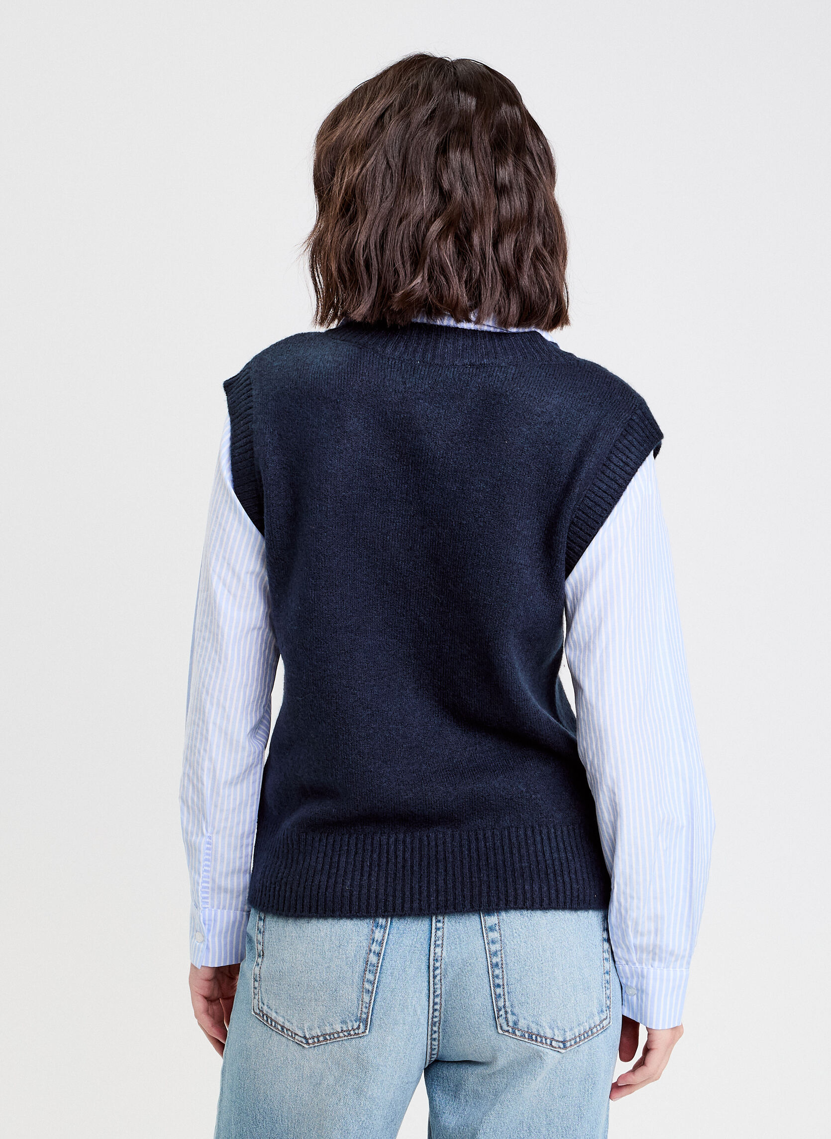 Pulls NOSLEEVCOLV femme bleu Cache Cache Pulls NOSLEEVCOLV femme bleu Bleu marine
