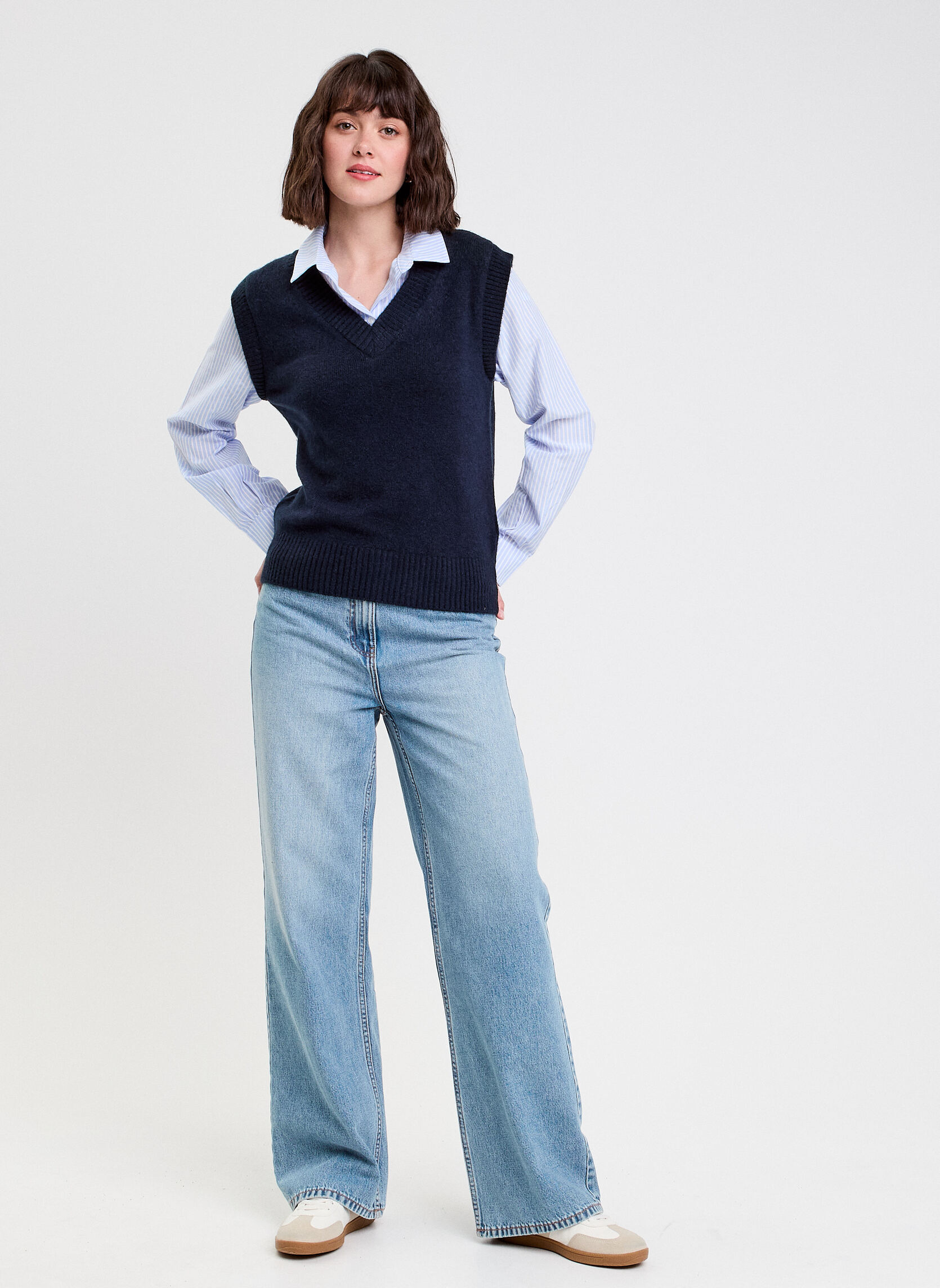 Pulls NOSLEEVCOLV femme bleu Cache Cache Pulls NOSLEEVCOLV femme bleu Bleu marine