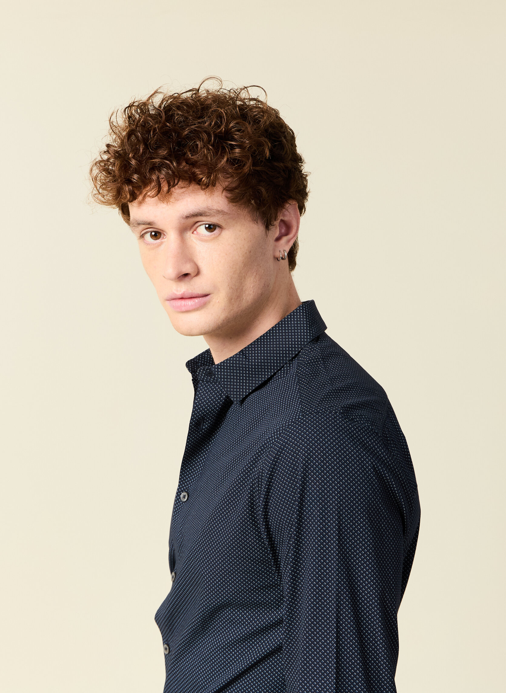 Chemise Homme Bonobos Coupe Standard - Bleu à Imprimé Poisson - Manches Longues - Taille M